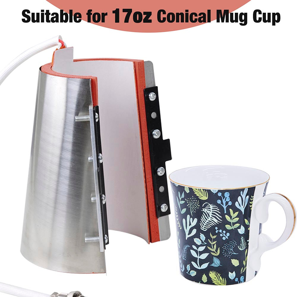 17oz Stainless Steel Heat Press Mug Attachment - Durable Sublimation Tumbler Press for Custom Designs | Perfect for DIY Crafts, Personalized Gifts & Small Business Printing