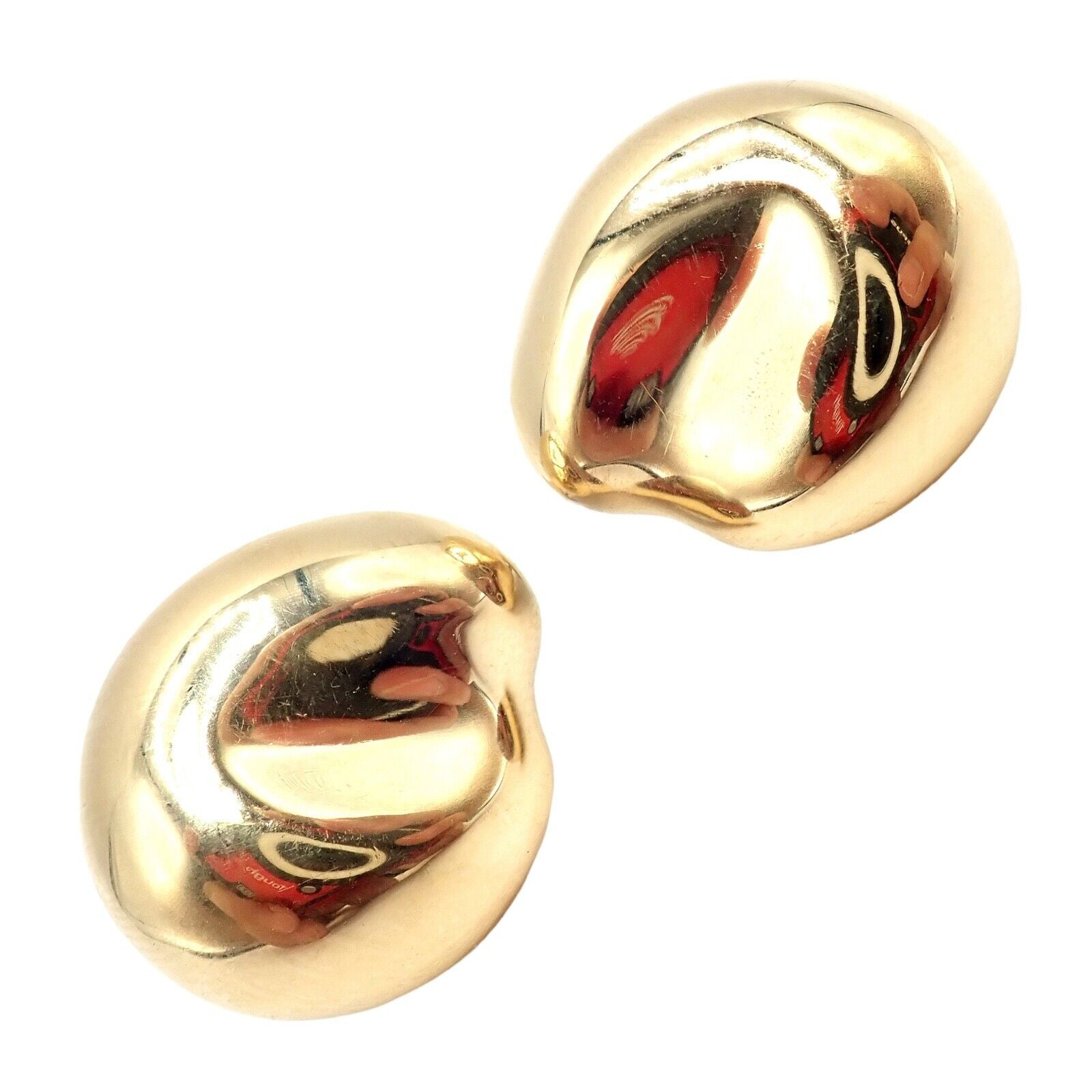 Authentic Tiffany & Co Peretti 18k Yellow Gold Extra Large Thumbprint Earrings - Luxury Gold Hoop Earrings for Women, Perfect for Weddings, Parties & Special Occasions