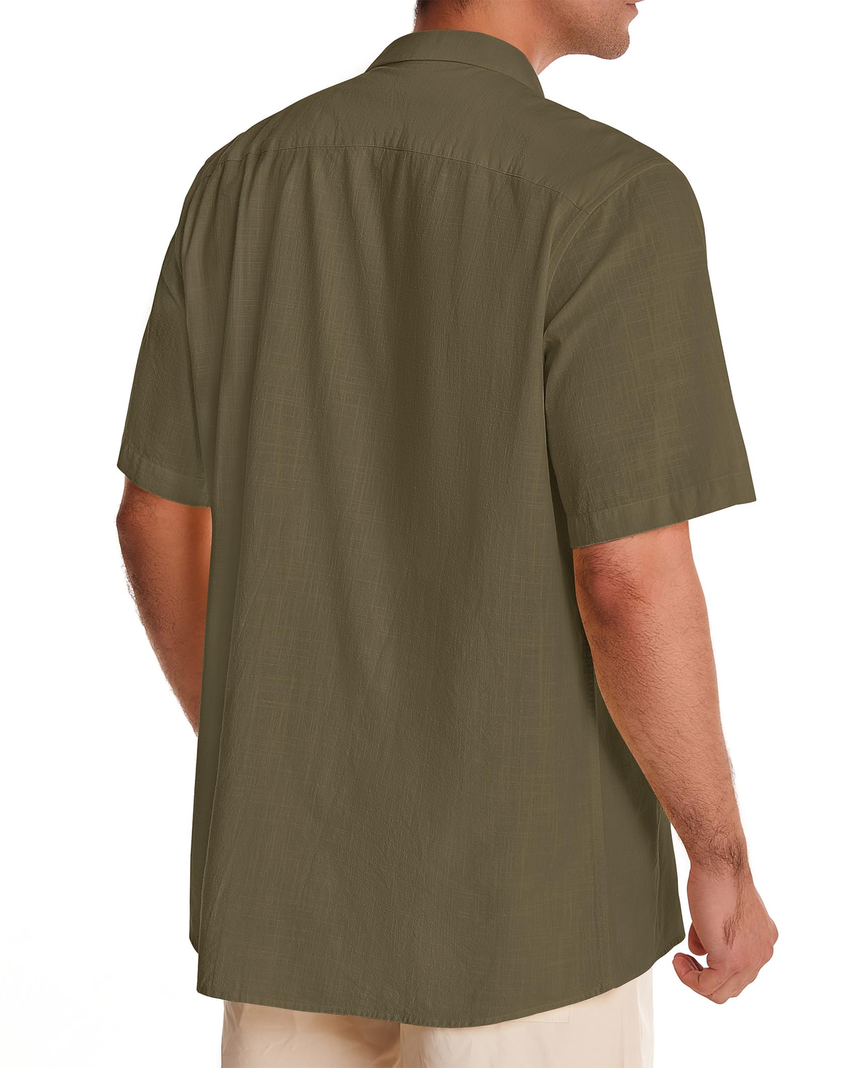 Men's Linen Shirts Short Sleeve - Breathable Cotton Button Down Shirts for Summer | Casual Beach, Vacation & Hawaiian Style Shirts | Perfect for Tropical Getaways, Outdoor Parties and Relaxing Weekends