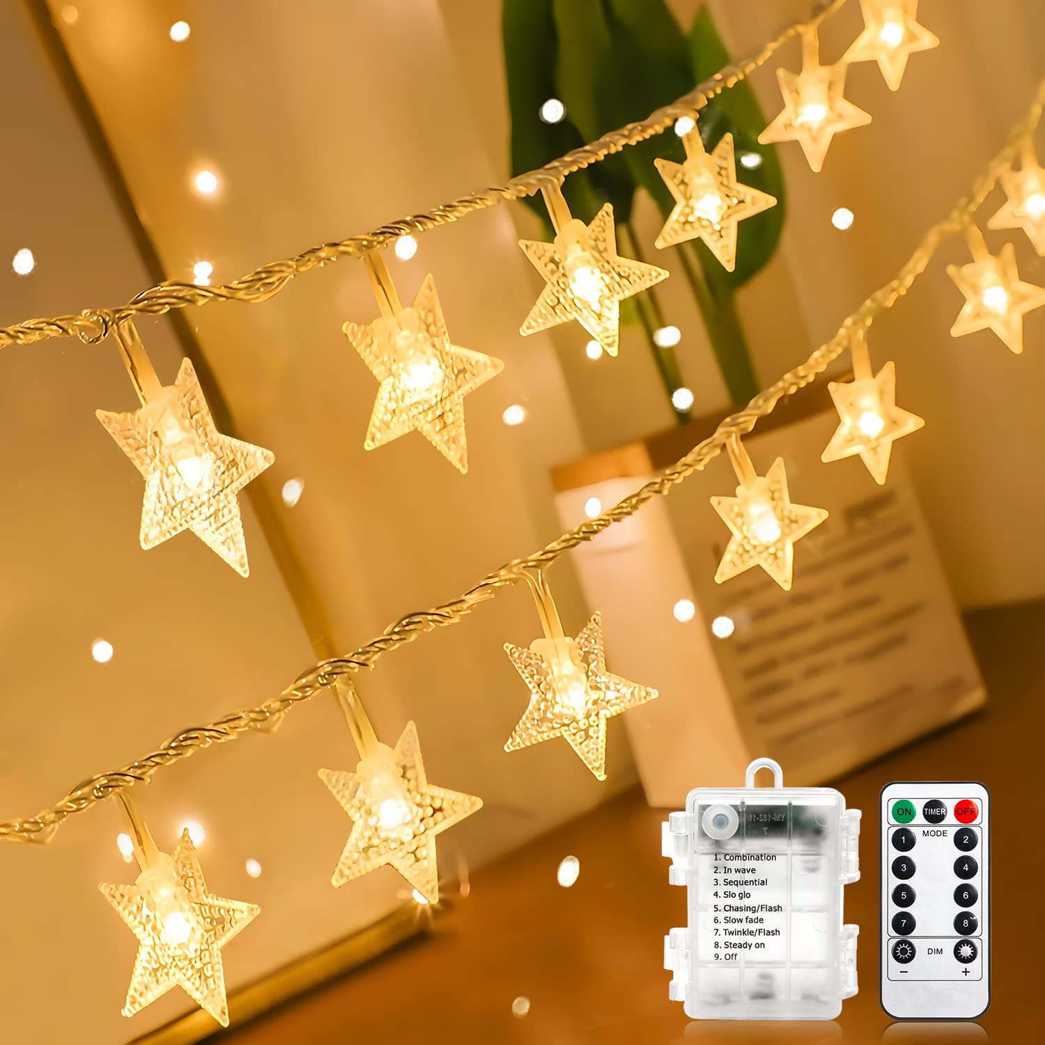 ANJAYLIA 20FT 40 LED Battery Operated Waterproof String Lights - Warm White Fairy Lights for Bedroom, Party, Wedding, Christmas & Ramadan Decor - Indoor & Outdoor Use for Home, Garden, Patio and Holiday Lighting