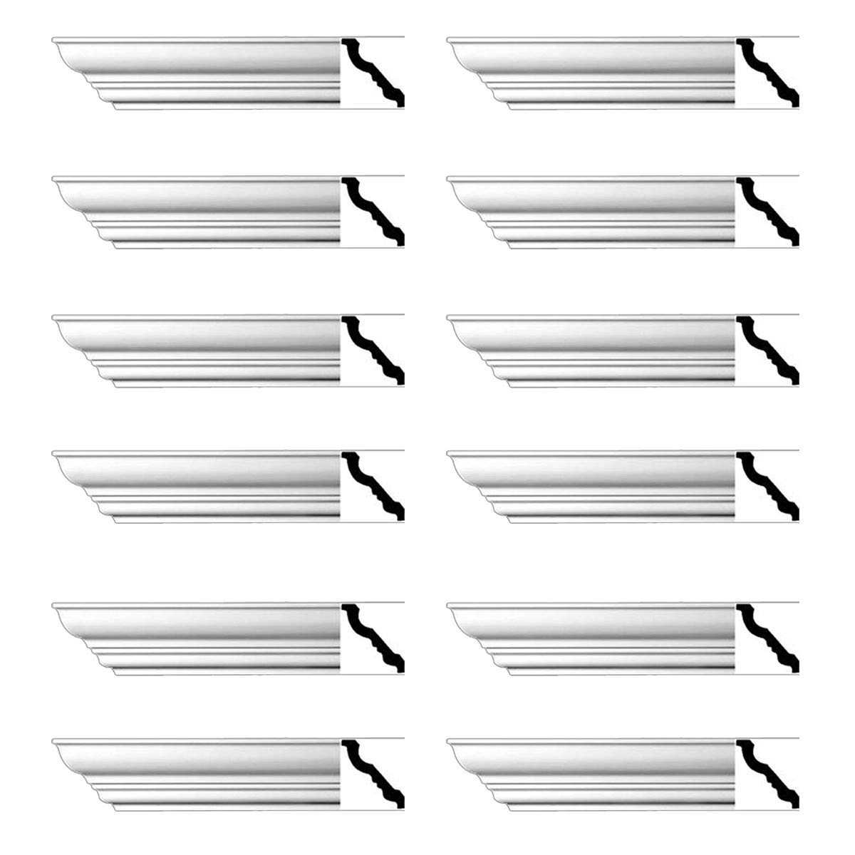 Premium White Urethane Cornice Molding - Haverhill Design (12-Piece Set, 1128