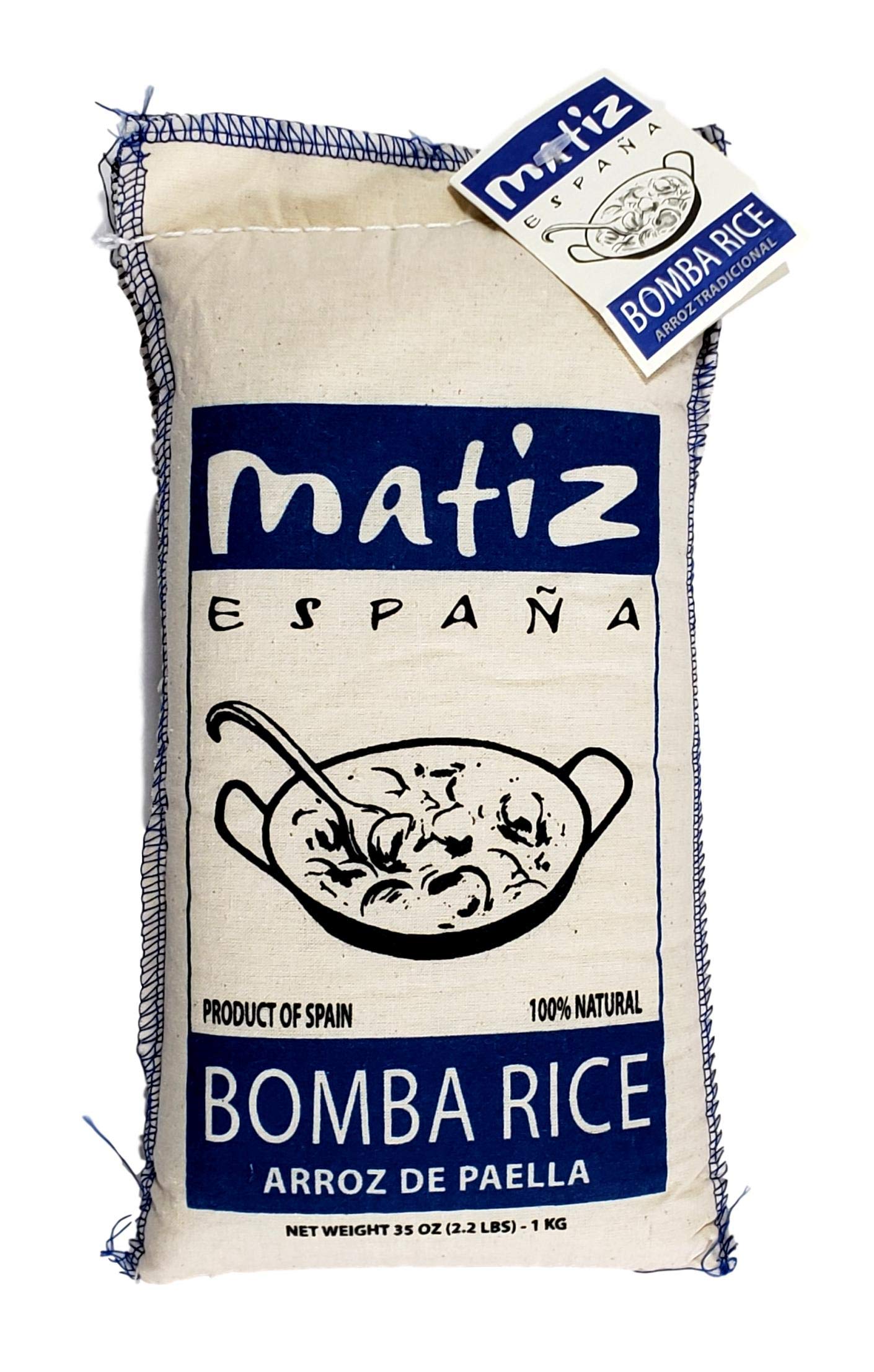 Matiz España Bomba Paella Rice from Spain (2.2 lbs) - Authentic Spanish Short Grain Rice for Paella, Risotto & Arroz Negro | Gluten Free, Natural & Firm Texture | Perfect for Home Cooking, Spanish Cuisine & Gourmet Meals (2 Bags)