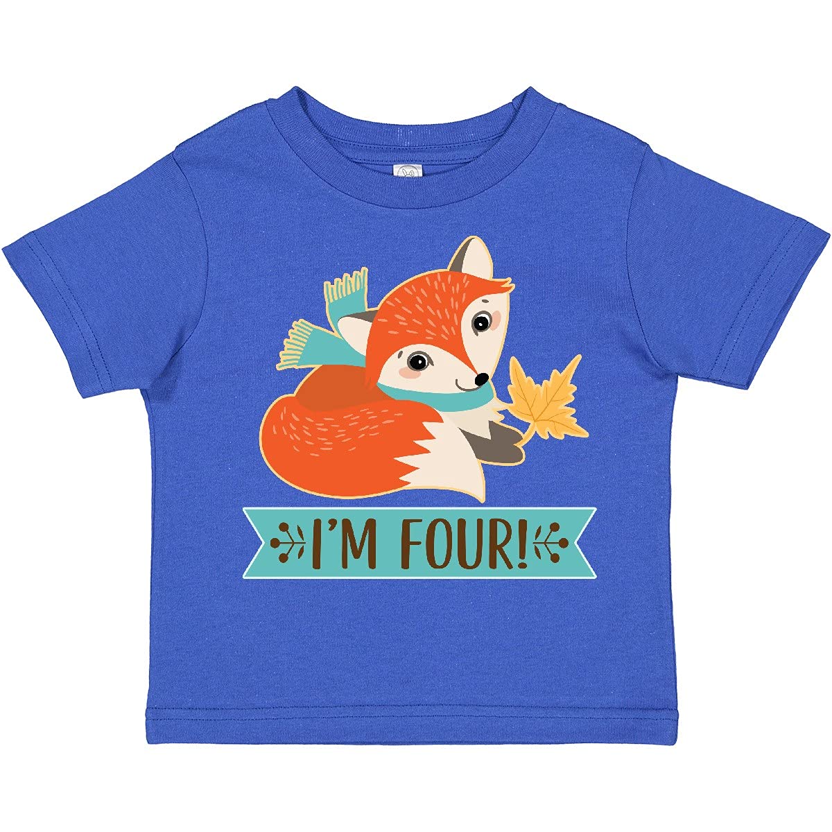 Inktastic 4th Birthday Fox Toddler T-Shirt - Cute 4 Year Old Boy Girl Kids Tee for Birthday Party Outfits & Casual Wear