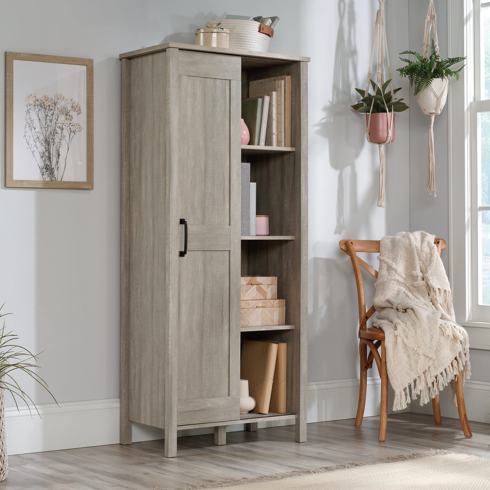 Sauder Spring Maple Sliding Door Storage Cabinet - Pantry Organizer for Kitchen, Bathroom, or Office - 36 Inch Wide Freestanding Storage Unit with Adjustable Shelves