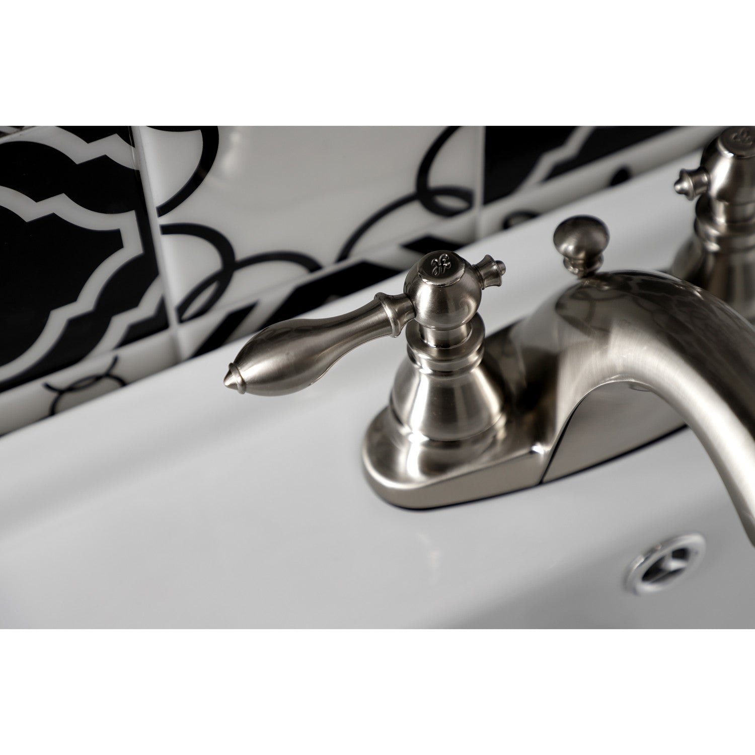 American Classic KB7648ACL 4-Inch Centerset Bathroom Faucet - Brushed Nickel Finish, Double Handle Deck Mount with Pop-Up Drain - Perfect for Bathroom Sink Renovation & Modern Home Upgrade