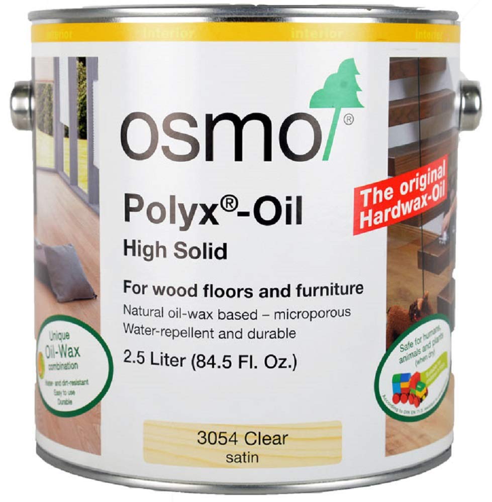 Osmo Polyx-Oil 3054 Clear Satin 2.5L - Premium Hardwood Floor & Furniture Oil - Natural Wood Protection for Indoor & Outdoor Use - Ideal for Floors, Tables, Chairs & Wooden Decks