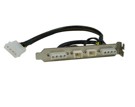 PCI Transfer Panel with 2x 4-Pin Molex Power & 2x 3-Pin Connectors - Ideal for PC Case Modding, Cable Management & Custom Computer Builds