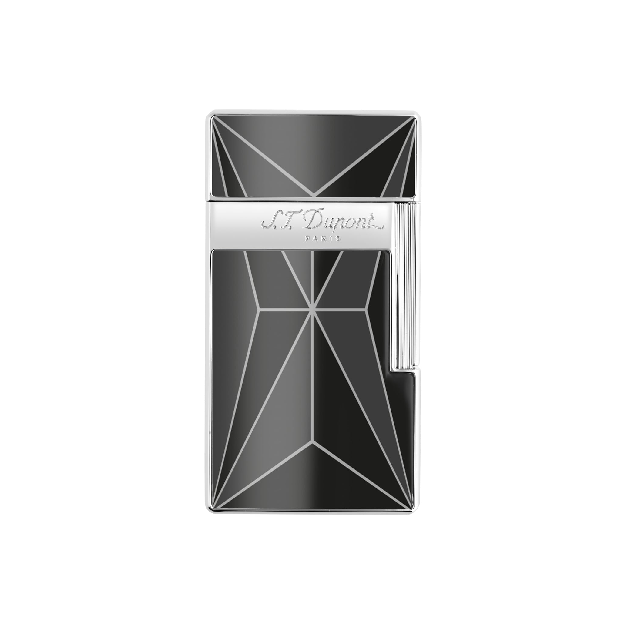 Premium S.T. Dupont Fire X Black & Chrome Big D Torch Lighter - Windproof Butane Lighter for Cigars, Candles & Outdoor Use