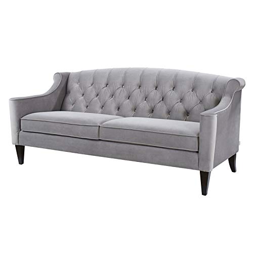 Brika Home Upholstered Button Tufted Sofa in Opal Gray - Modern Living Room Furniture for Small Spaces & Apartments