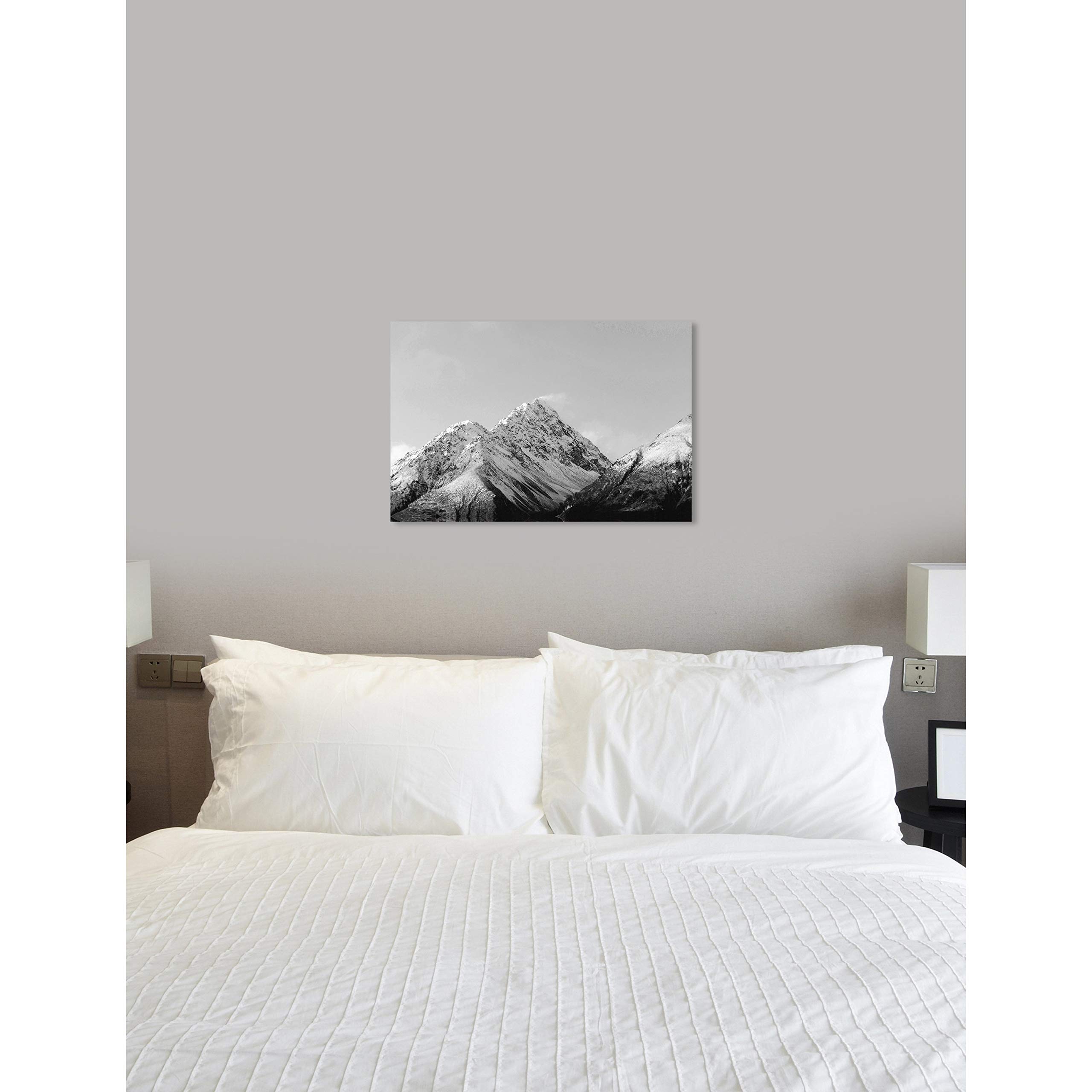 Oliver Gal Artist Co. Nature & Landscape Wall Art Canvas Print - 'Top of The Mountain' Black & White Home Decor (36x24 Inches) - Perfect for Living Room, Bedroom & Office Wall Decoration