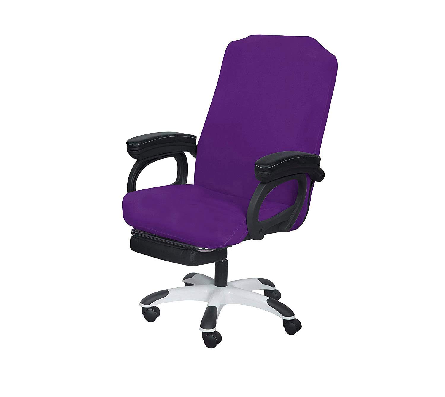 SARAFLORA Purple Office Chair Cover Medium - Removable Washable Zippered Computer Chair Protector for Pets, Universal Fit for Rotating Desk Chairs - Perfect for Home Office, Gaming & Workspaces