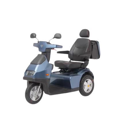 Afikim Afiscooter S3 3-Wheel Electric Mobility Scooter for Adults - Lightweight Foldable Blue Scooter for Seniors & Disabled - Indoor/Outdoor Use for Shopping, Travel & Daily Commute
