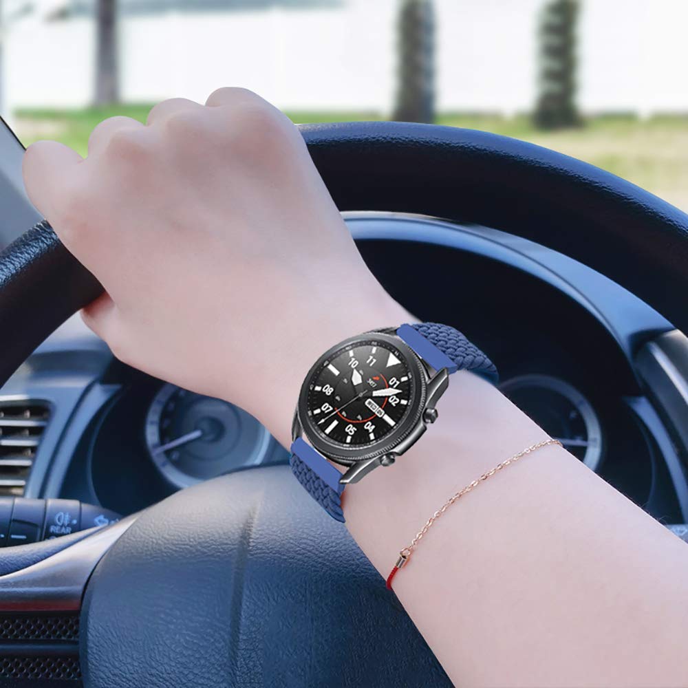Stretchy Braided Solo Loop Band Compatible For Samsung Galaxy Watch 3 45mm/Galaxy Watch 46mm - 22mm Elastic Sport Strap Woven Band For Huawei Watch 2 Classic - Comfortable for Running, Gym & Daily Wear