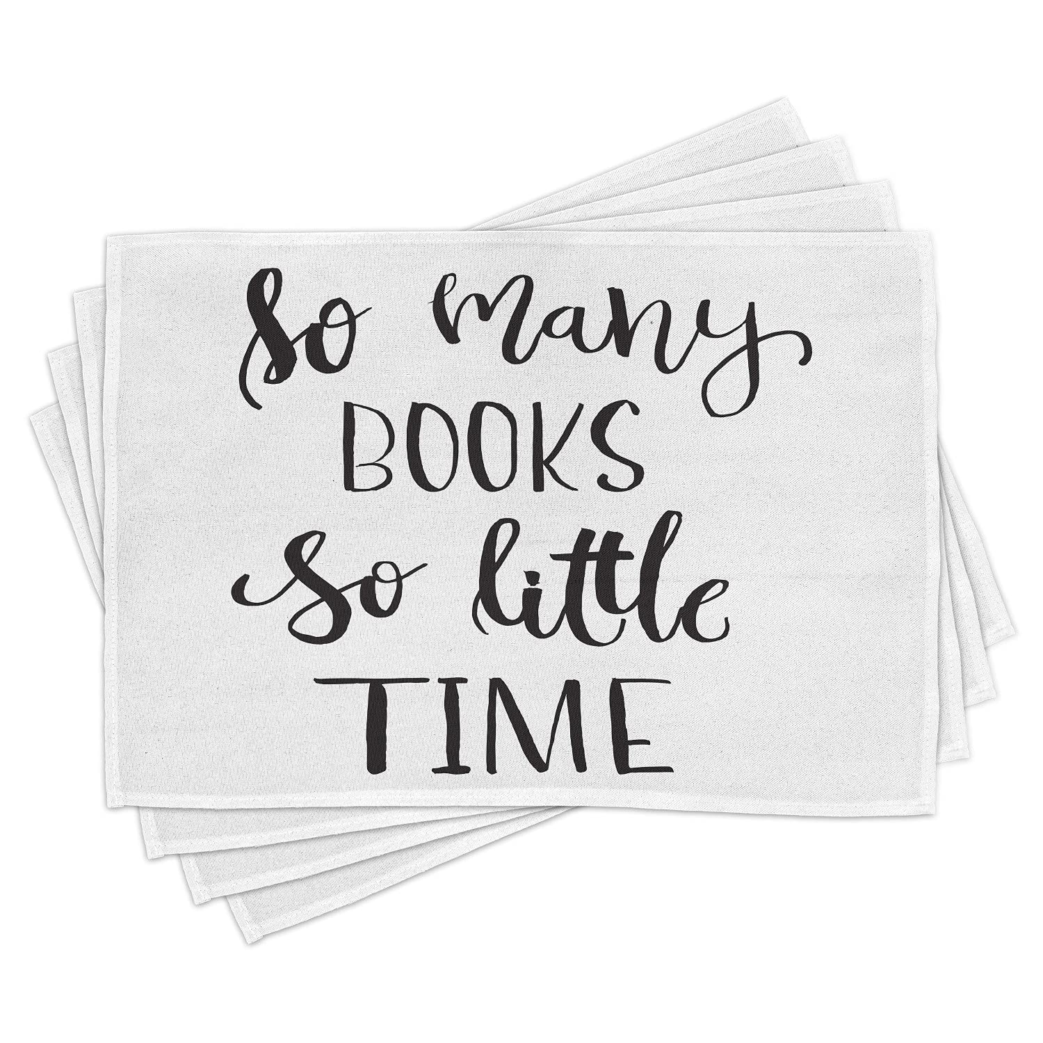 Ambesonne 4-Pack Book Lover Place Mats - Inspirational 