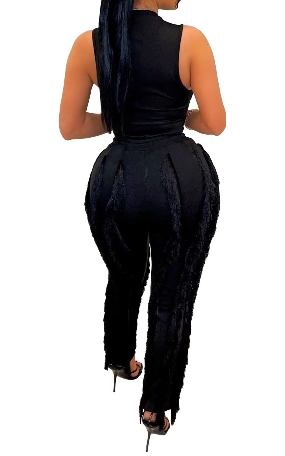 EDITCOZY Women's Sexy Two Piece Outfits - Fringe Pants Set with Tassel Details | Clubwear, Birthday Party & Night Out Outfits for Women | Perfect for Clubbing, Date Nights & Special Occasions