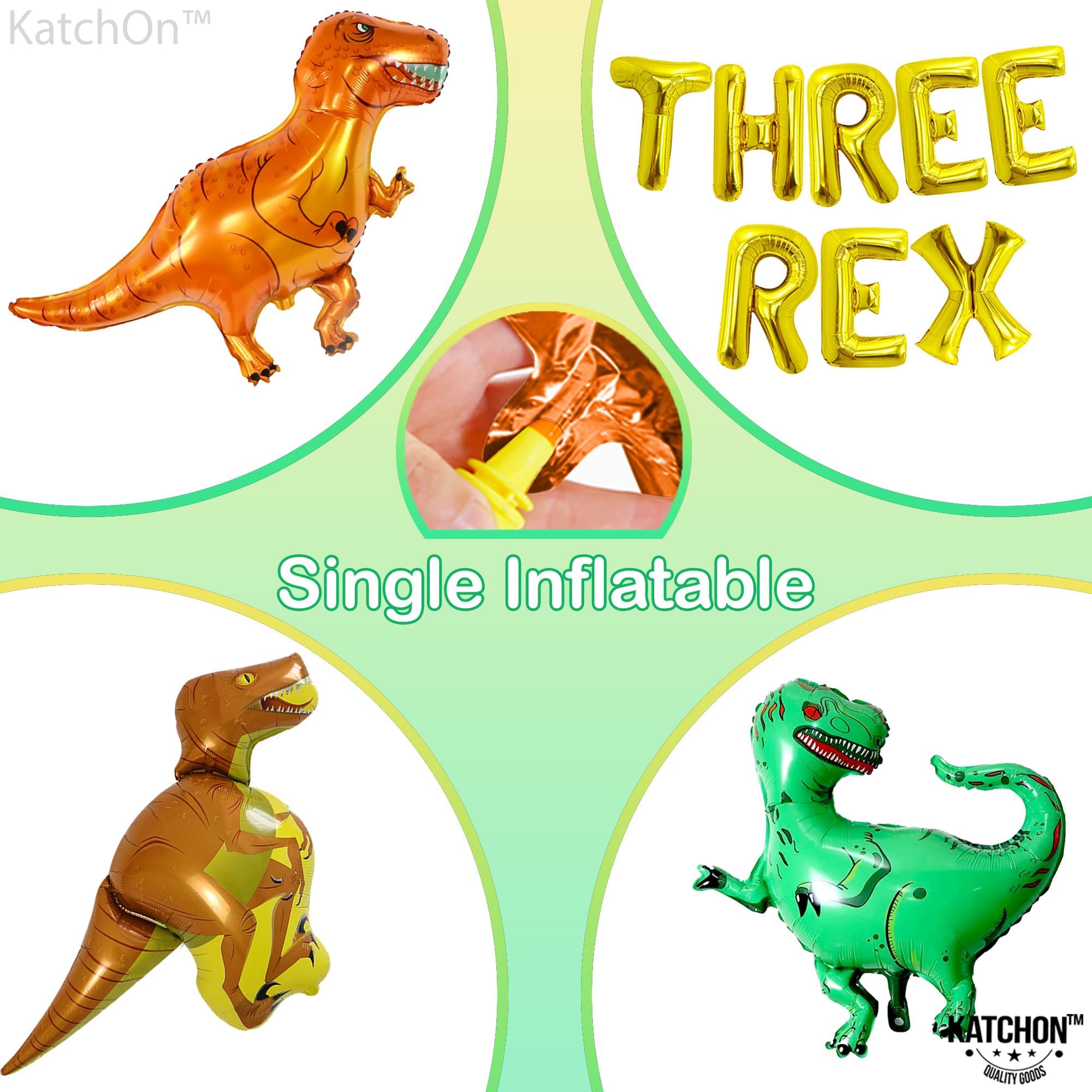 KatchOn Giant Dinosaur Balloons for Birthday Party Decorations - 48 Inch Large T-Rex Balloons (Pack of 4) | Dinosaur Theme Party Supplies | Perfect for Jurassic Birthday, Baby Shower & Kids Room Decor