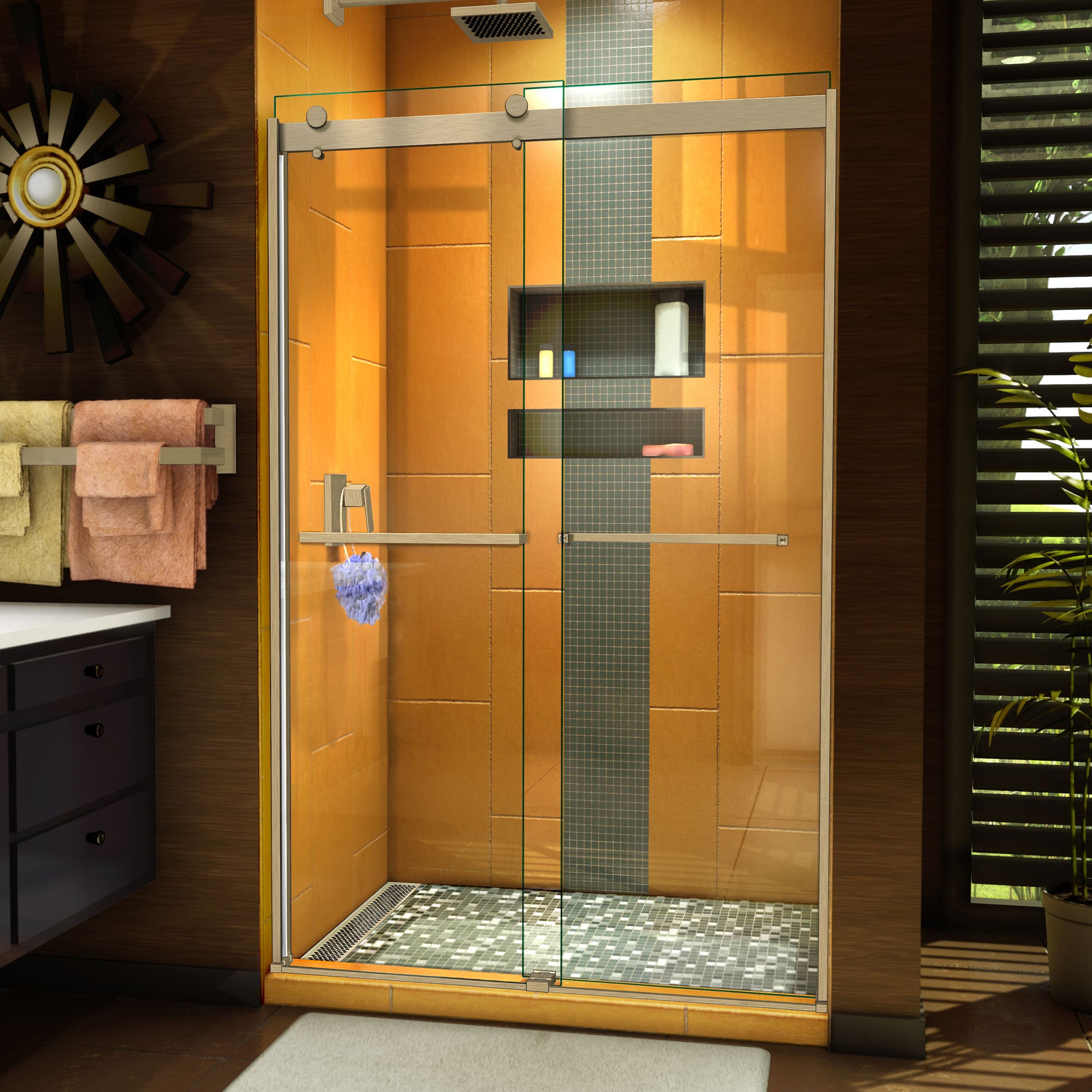 DreamLine Sapphire 44-48 Inch W x 76 Inch H Semi-Frameless Bypass Shower Door - Modern Bathroom Upgrade for Small & Large Showers
