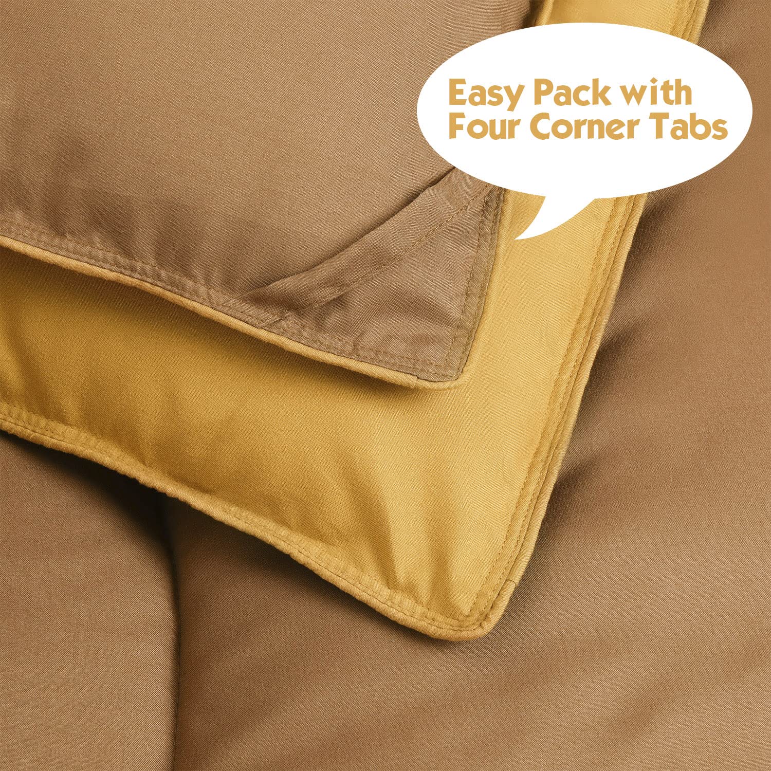 HIG 3-Piece All Season Reversible Mustard Yellow Down Alternative Comforter Set Twin Size - Baffle Box Construction - 100% Hypoallergenic Polyester Filling - Breathable Wrinkle Resistant Bedding - Perfect for Guest Rooms, Dorms & Cozy Bedrooms