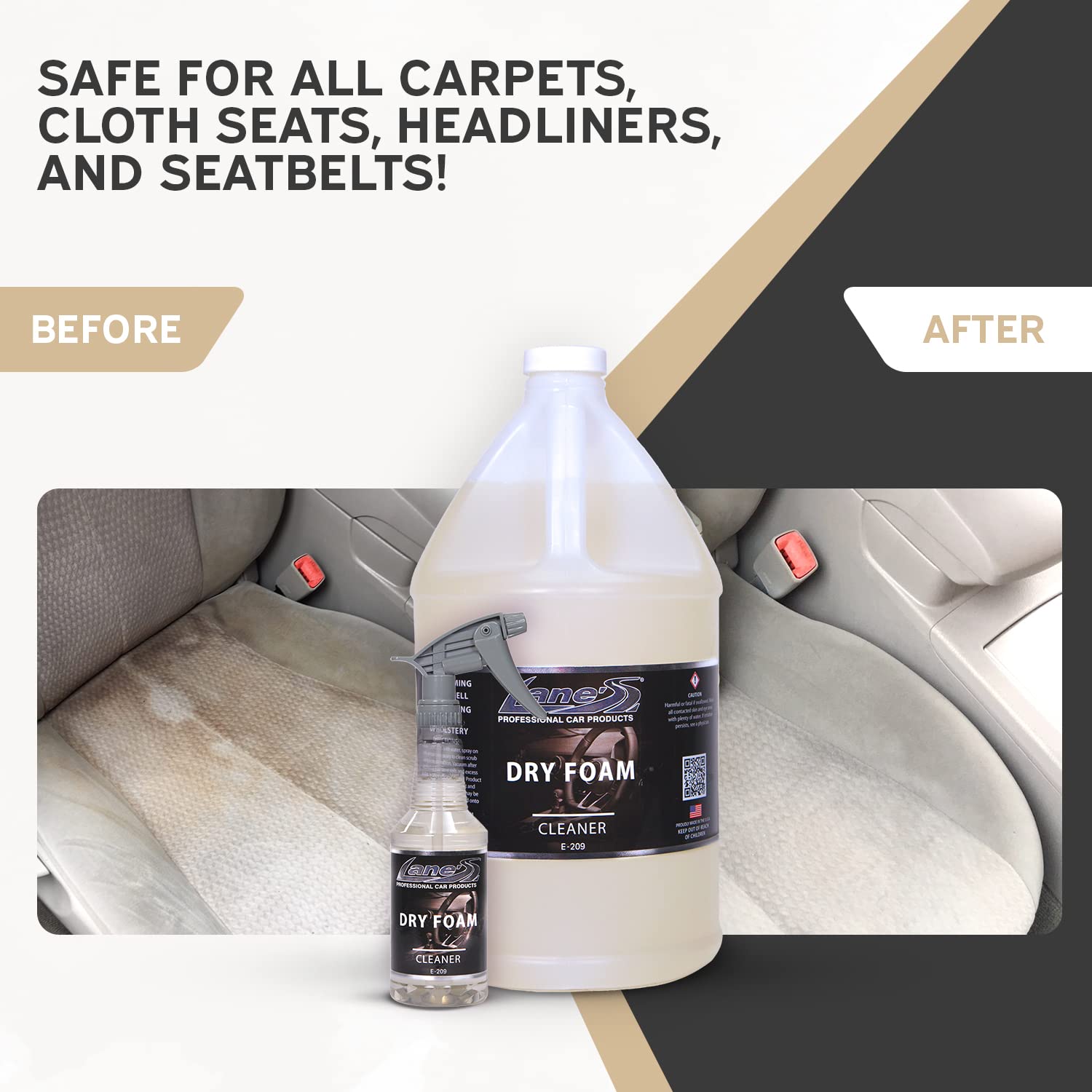 LANE'S Professional Carpet Cleaner Spray & Foam – 1 Gallon Heavy-Duty Stain & Odor Remover for Pets, Kids, and High-Traffic Areas – Deep Cleans Carpets, Upholstery, and Rugs at Home or Office