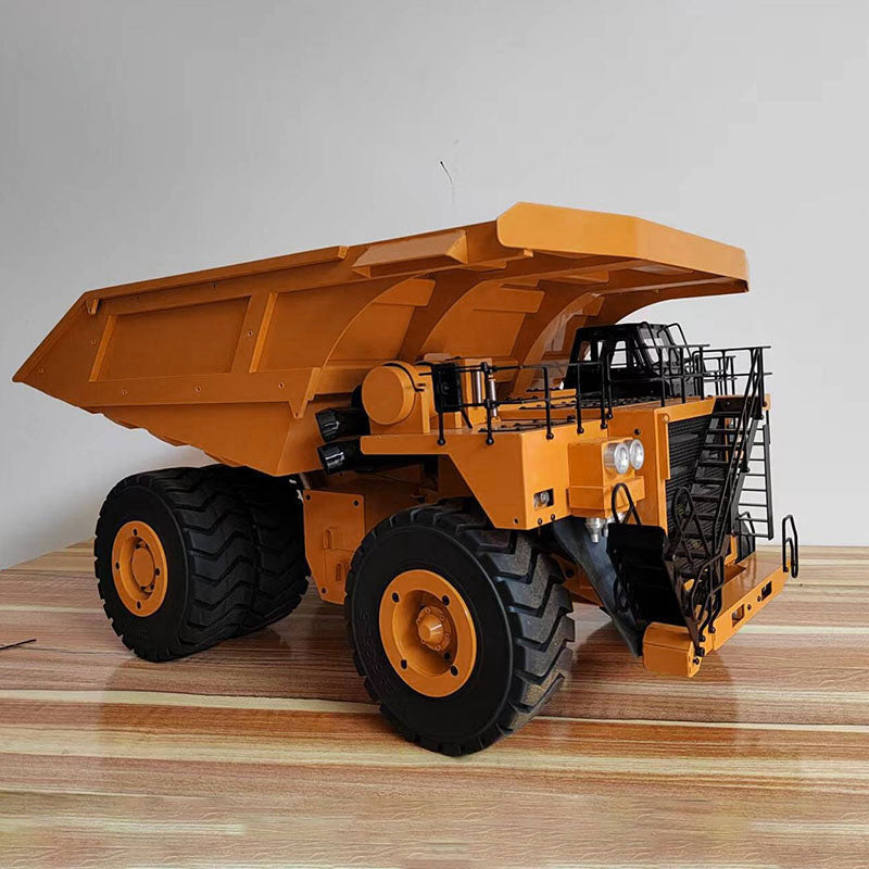 1/20 Scale Metal RC Hydraulic Mining Truck 793D - Remote Control Dump Truck with Servo Motor, I6X Radio, LED Lights & Warning Sound System - Realistic Construction Vehicle Model for Kids & Adults (Outdoor Play, Construction Site Simulation, Collection Display)