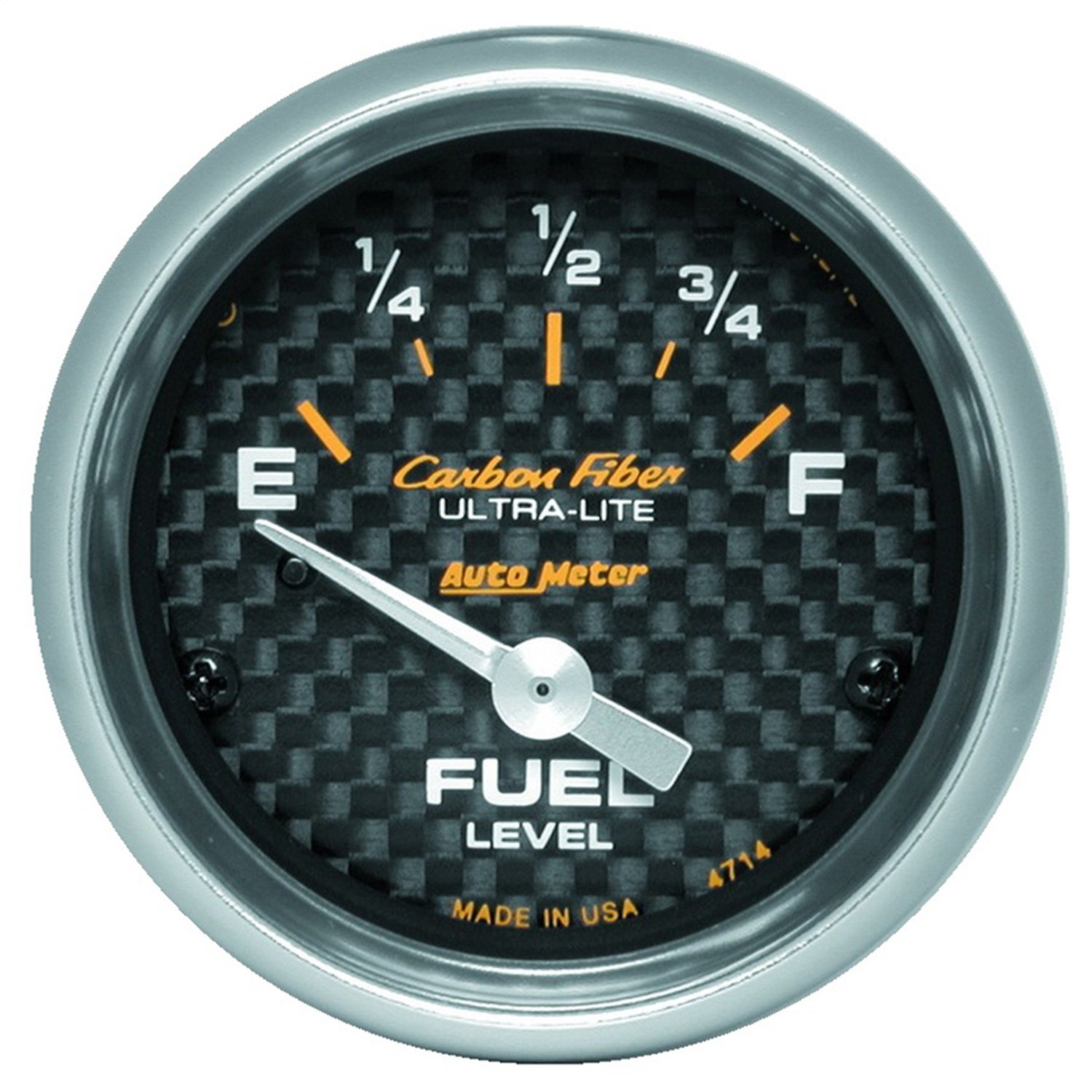 Auto Meter 4714 Carbon Fiber Electric Fuel Level Gauge - Accurate Fuel Monitoring for Cars, Trucks & Motorcycles - Perfect for Racing, Off-Road & Performance Vehicles
