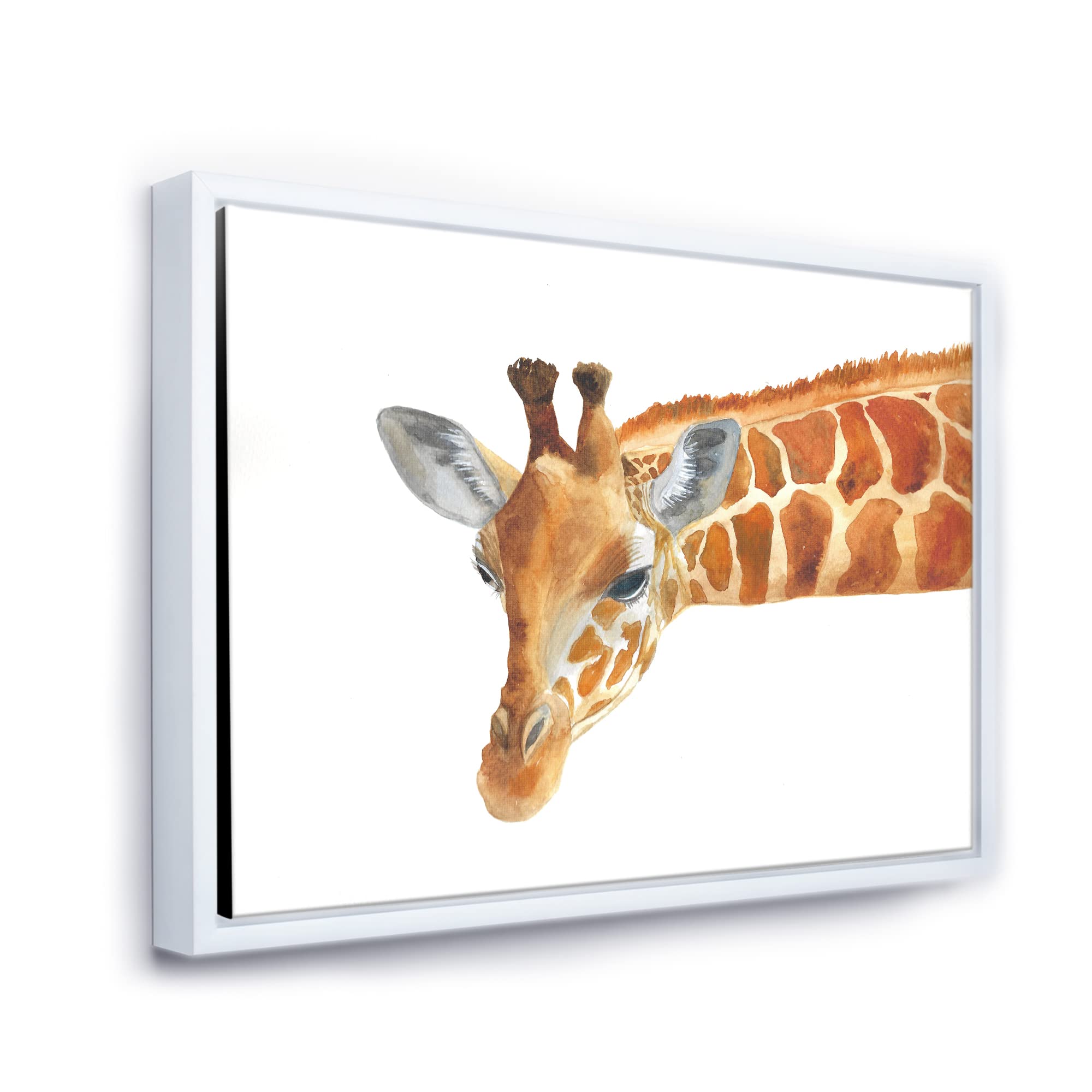 Portrait of A Giraffe IX - Farmhouse Framed Canvas Wall Art Print - Modern Home Decor for Living Room, Bedroom & Office