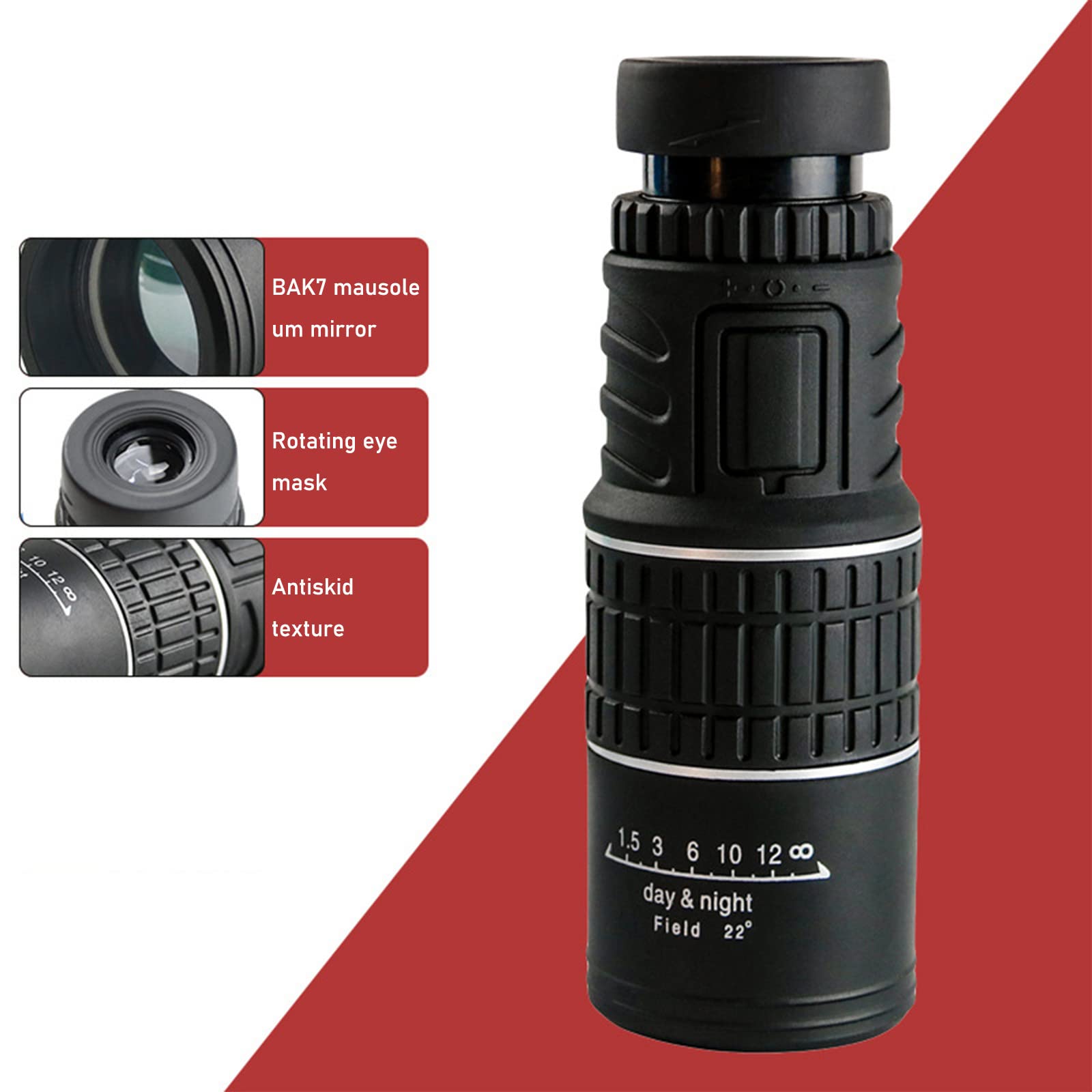 30x52 Monocular Telescope with Smartphone Adapter - HD Spotting Scope for Bird Watching, Hunting, Hiking & Travel | Compact & Lightweight for Outdoor Adventures, Night Vision & Survival Gear | Perfect Gift for Men & Women