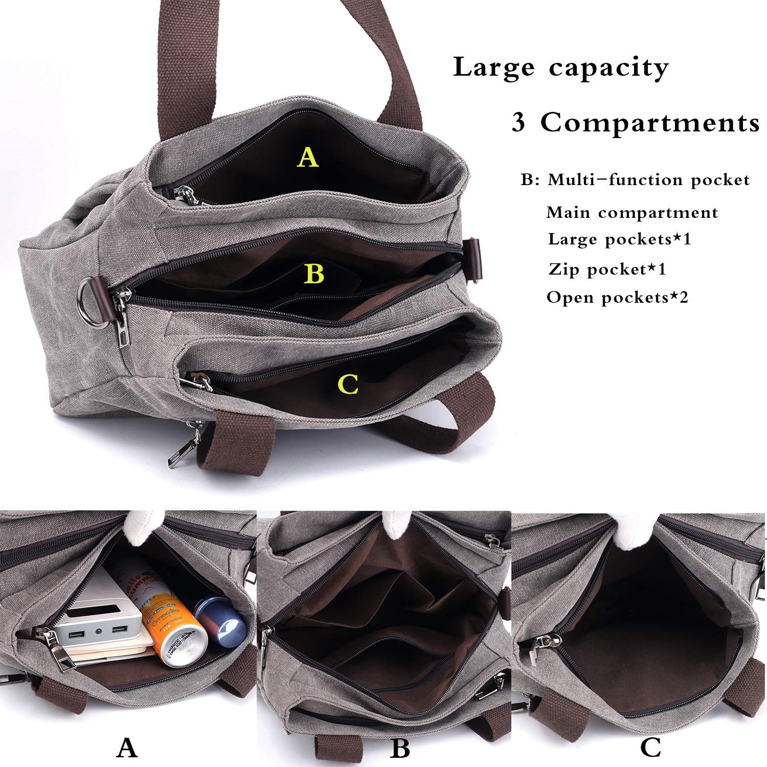 Stylish Canvas Hobo Crossbody Bag for Women - Multi Compartment Tote Purse with Adjustable Strap | Perfect for Work, Travel & Everyday Use