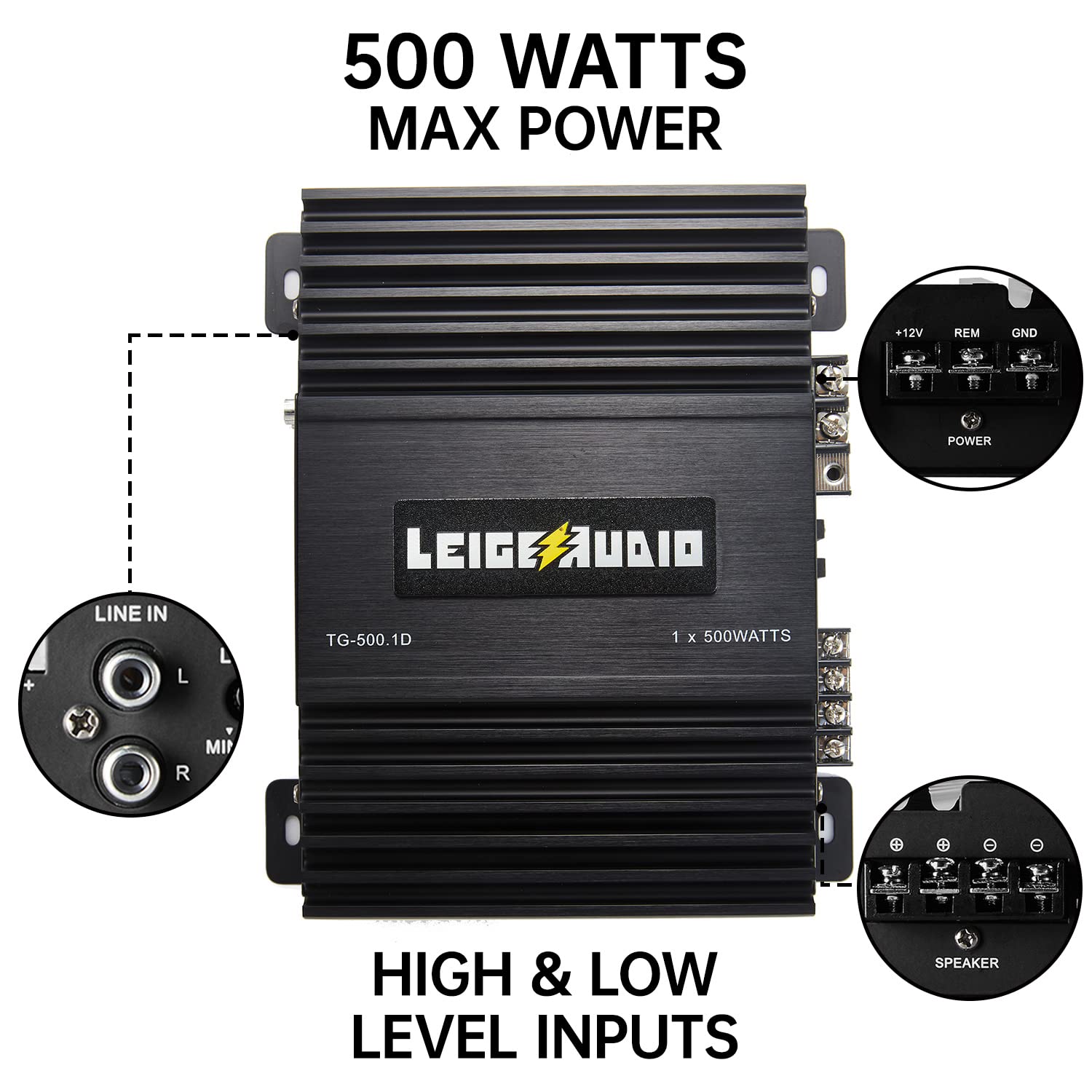 500W Mono Block Class D Amplifier - 1 Ohm Stable Car Subwoofer Amp for Deep Bass | Perfect for Car Audio Systems, Home Theater & DJ Setups