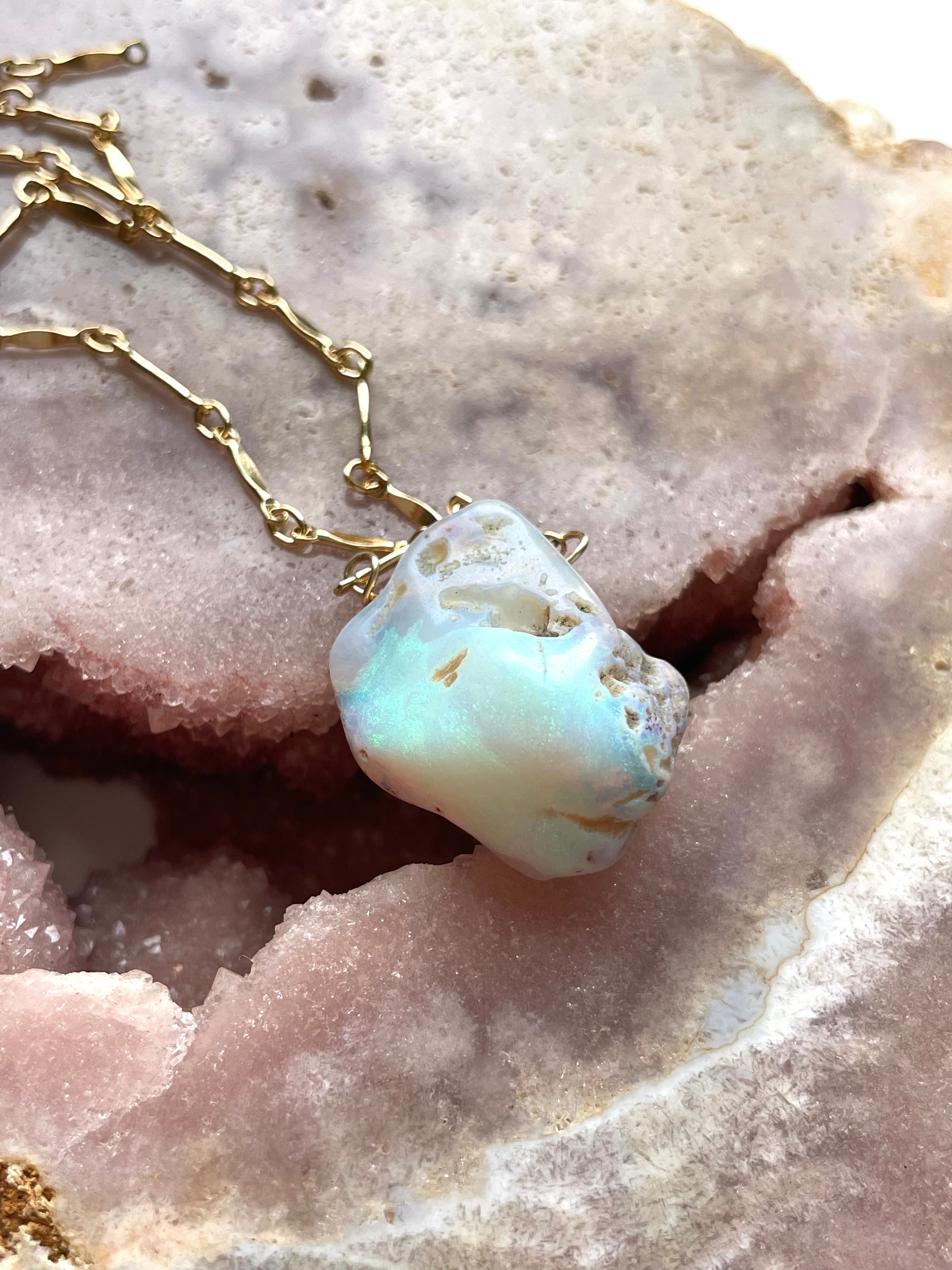 Genuine Australian Opal Necklace – Natural Raw Opal Jewelry for Women – Perfect for Weddings, Parties & Special Occasions