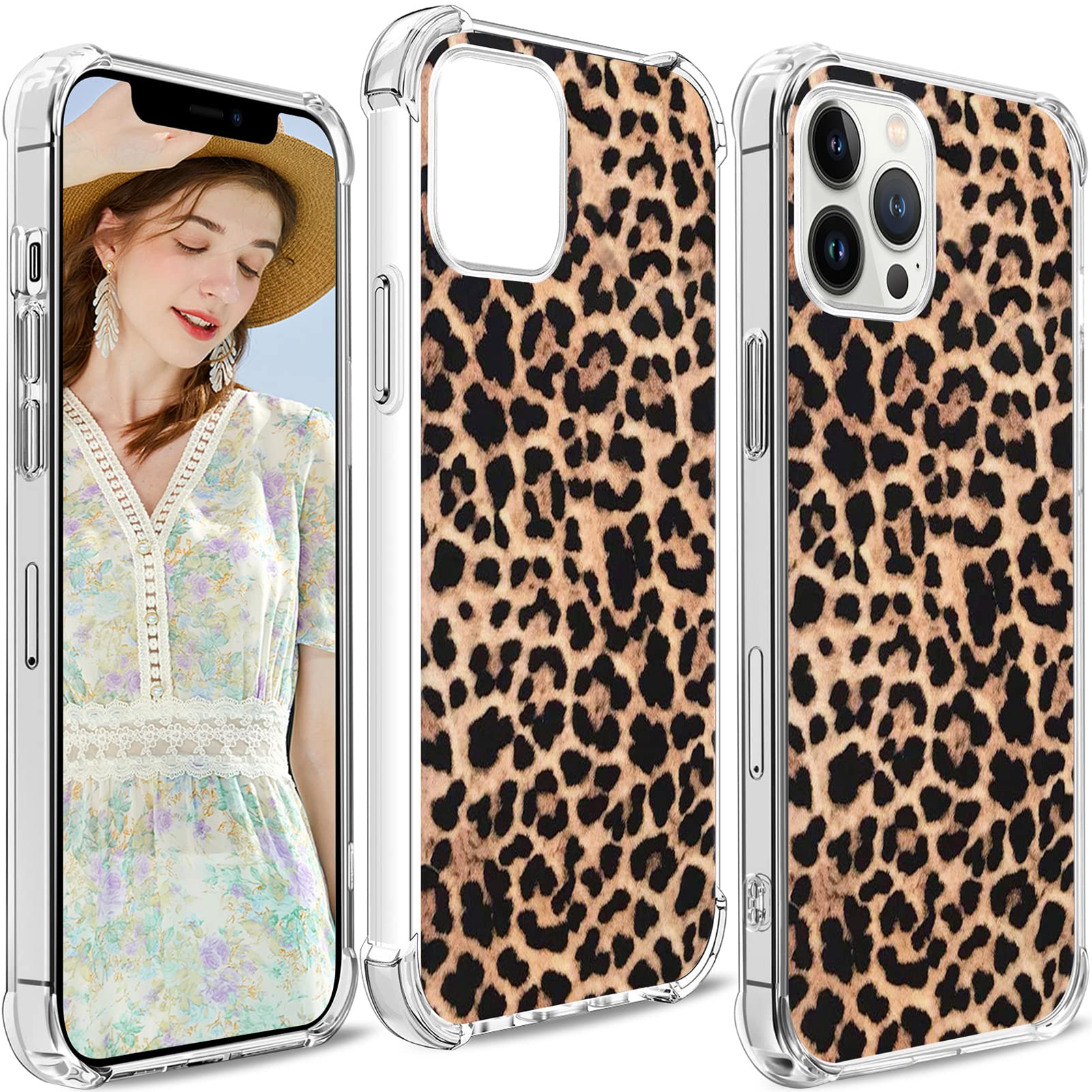 Shockproof iPhone 13 Pro Max Case with Leopard Cheetah Print - MagSafe Compatible Protective Cover for Women & Girls (Black/Brown) - Perfect for Everyday Use, Work & Travel