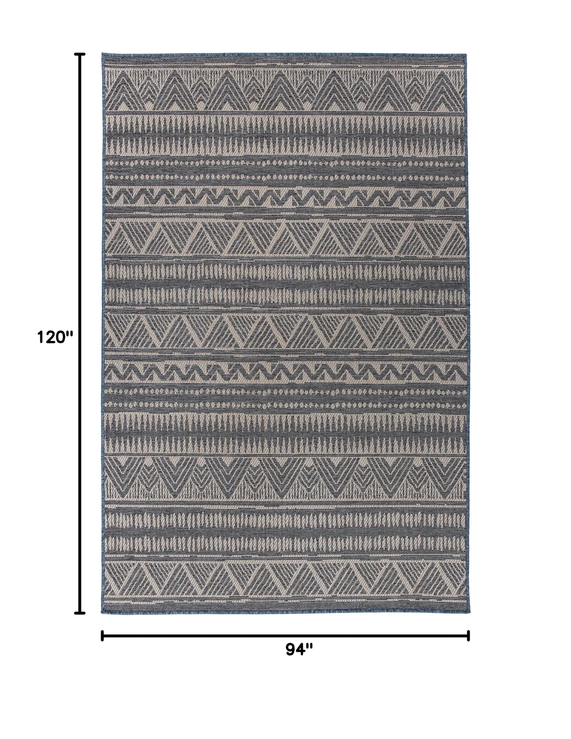 Bohemian Geometric Indoor Outdoor Rug - Non-Shedding Area Rug for Patio, Deck & Balcony | 7'10