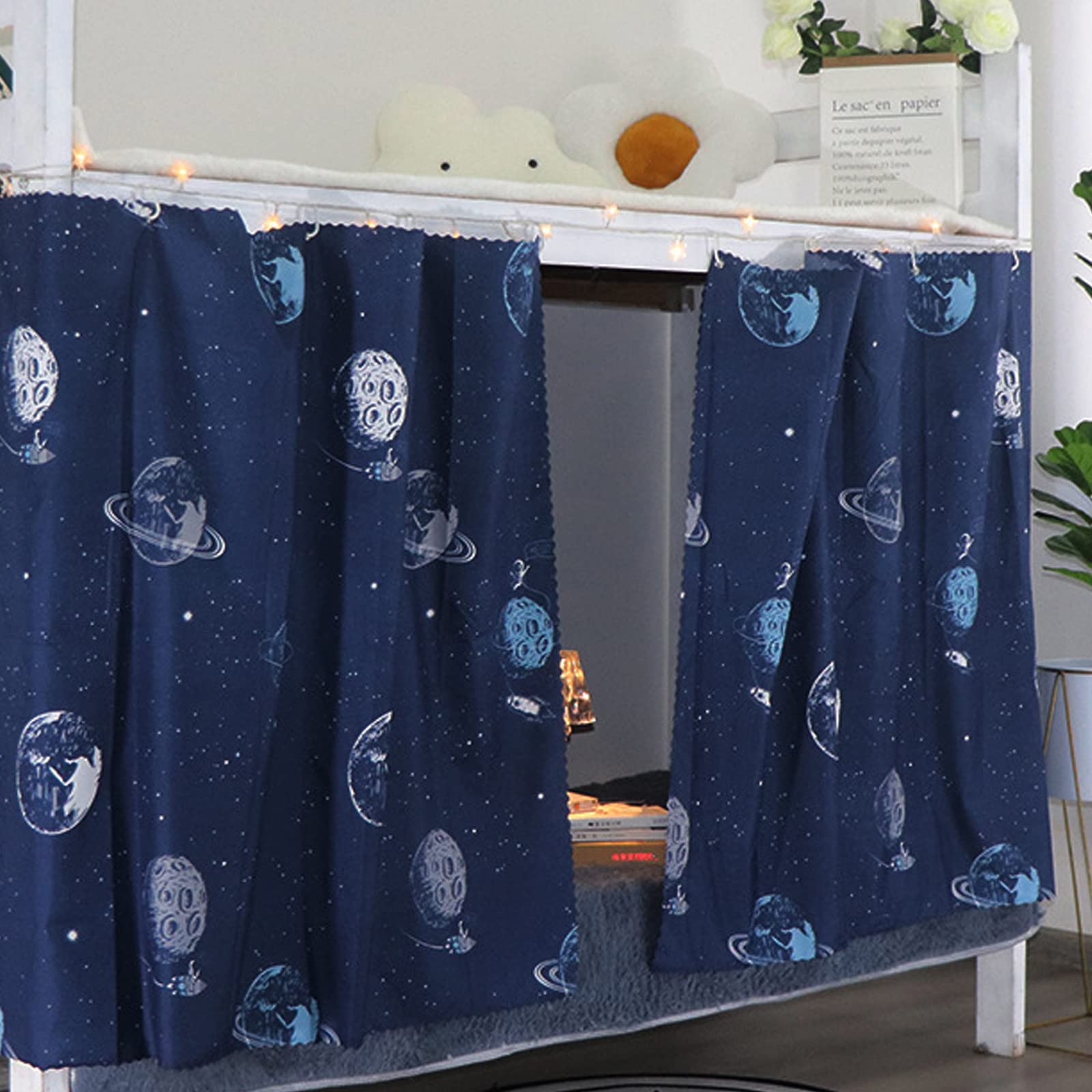 Kids Bed Canopy Tent - Blackout Privacy Curtains for Bunk Beds & Loft Beds | Dustproof Shading Cloth (1.5x2M, Single Panel, Space Theme) | Perfect for Dorm Rooms, Children's Bedrooms & Sleepovers
