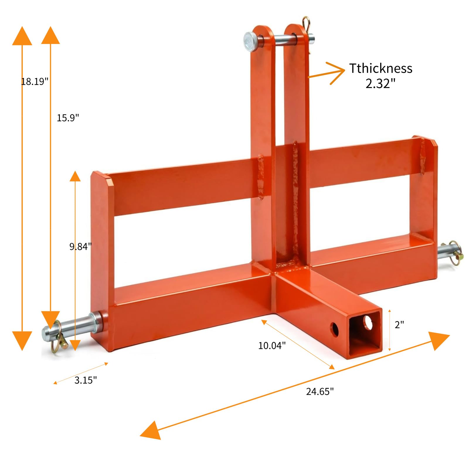 GARVEE 3 Point Quick Hitch Receiver for Cat 1 Tractors - 2 Receiver Drawbar Attachments & Suitcase Weight Brackets - Heavy Duty Category 1 Tractor Hitch for Farming, Landscaping & Towing Implements
