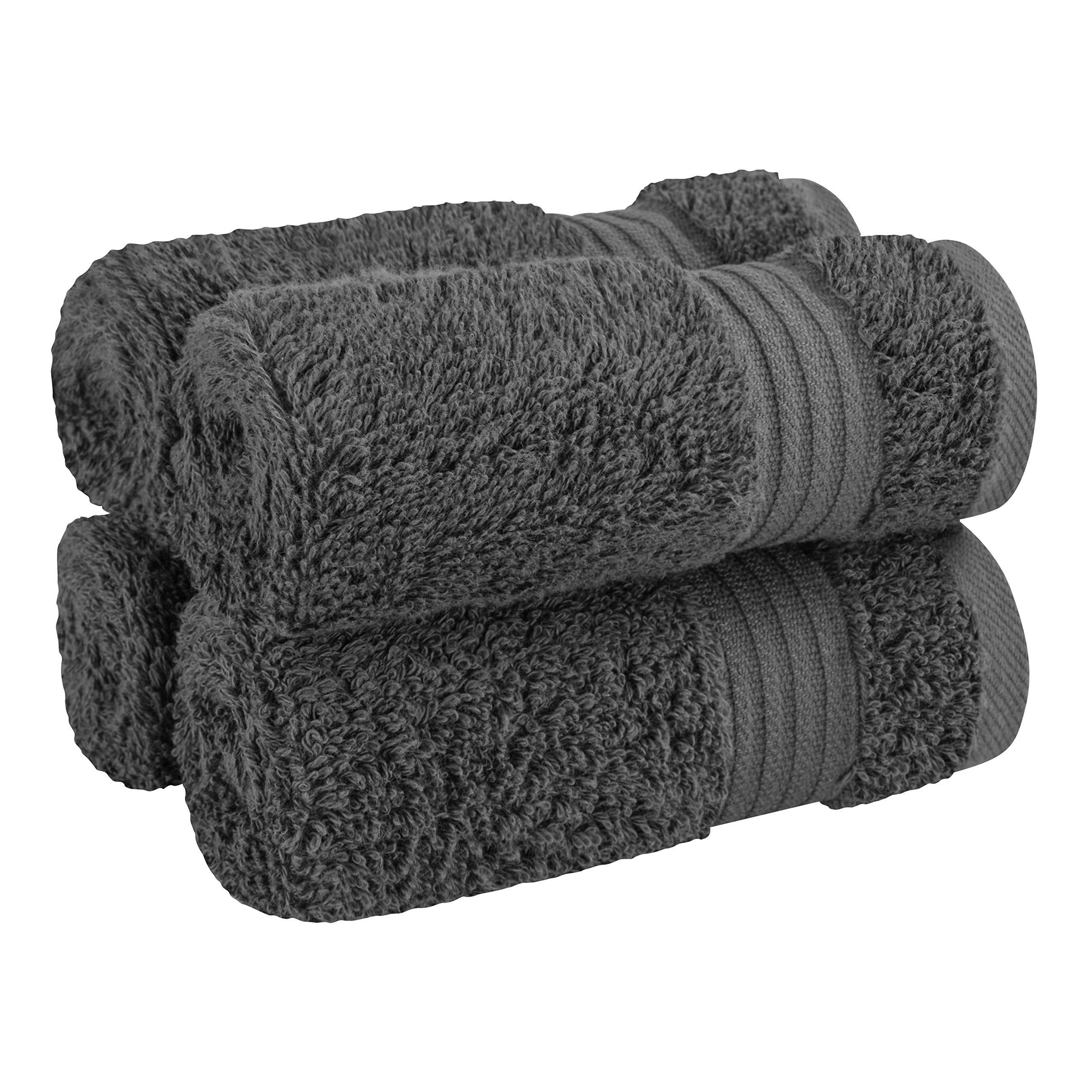 100% Cotton Turkish Washcloths - 4 Pack Soft Absorbent Face & Body Towels for Bathroom | Premium Dark Gray Hand Towels for Spa, Baby Care & Gentle Exfoliation