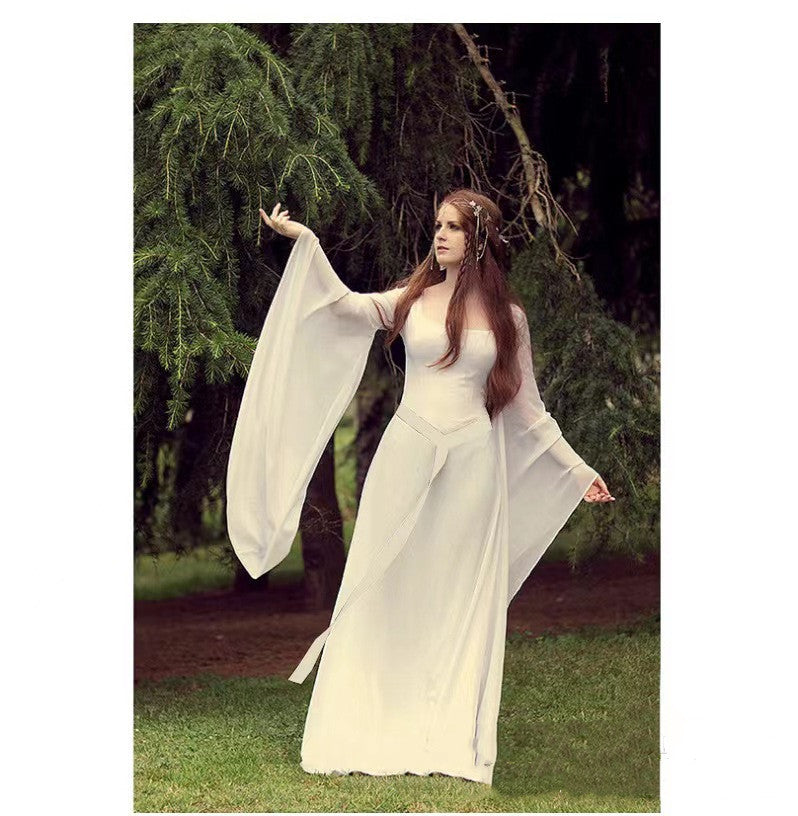 Halloween Women's Costume Long Dress - Elegant Gothic Performance Gown for Parties, Cosplay & Stage Shows