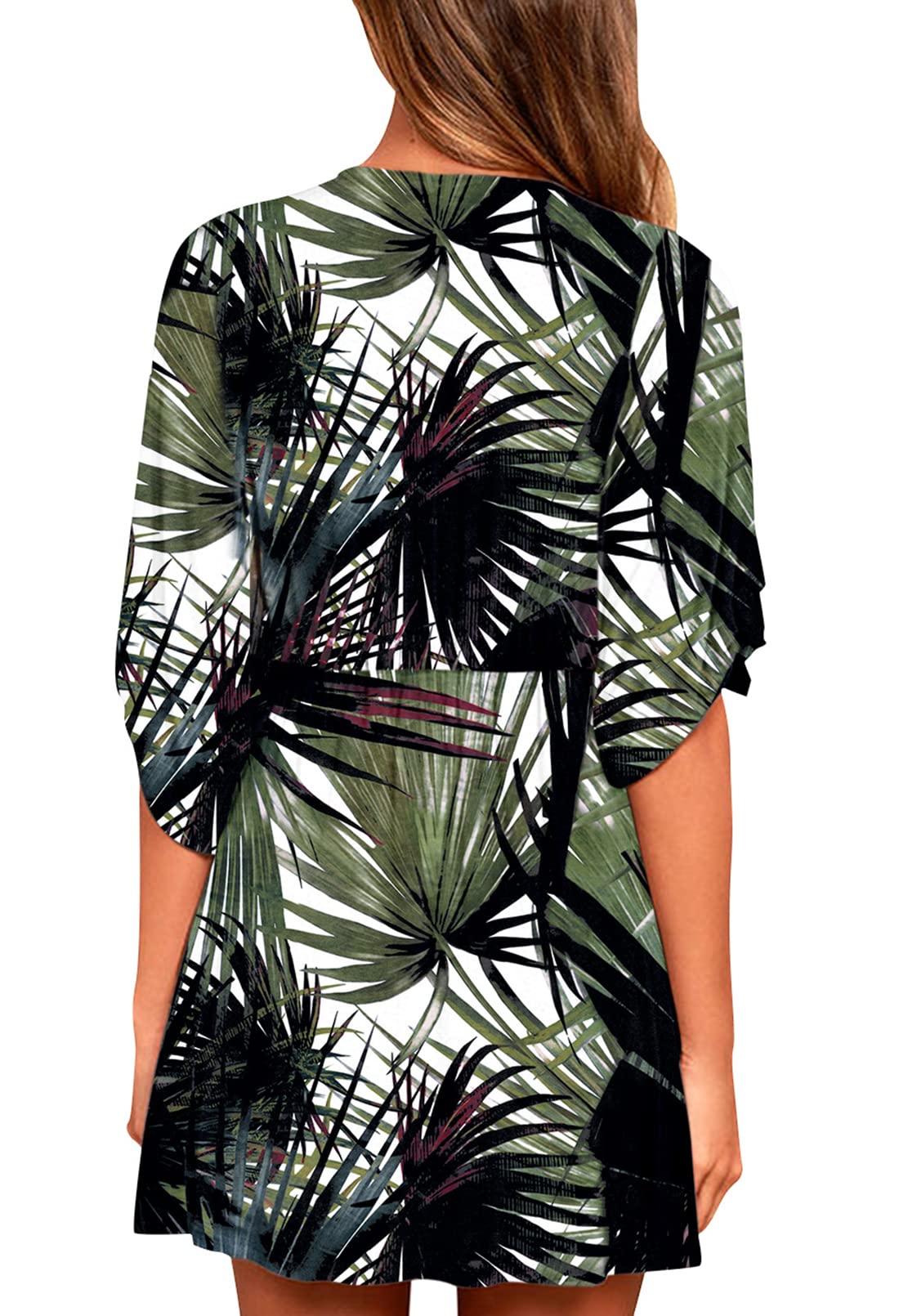 Meenew Women's Summer Casual Loose Tunic Swing Dress - V Neck Short Sleeve Vacation Beach Dress for Travel, Party & Outdoor Activities
