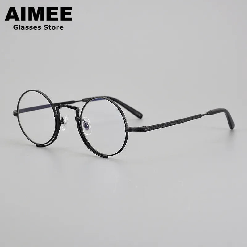 Aimee Unisex Full Rim Round Titanium Eyeglasses 5919 - Lightweight Durable Frame for Men & Women - Perfect for Reading, Work, and Everyday Wear