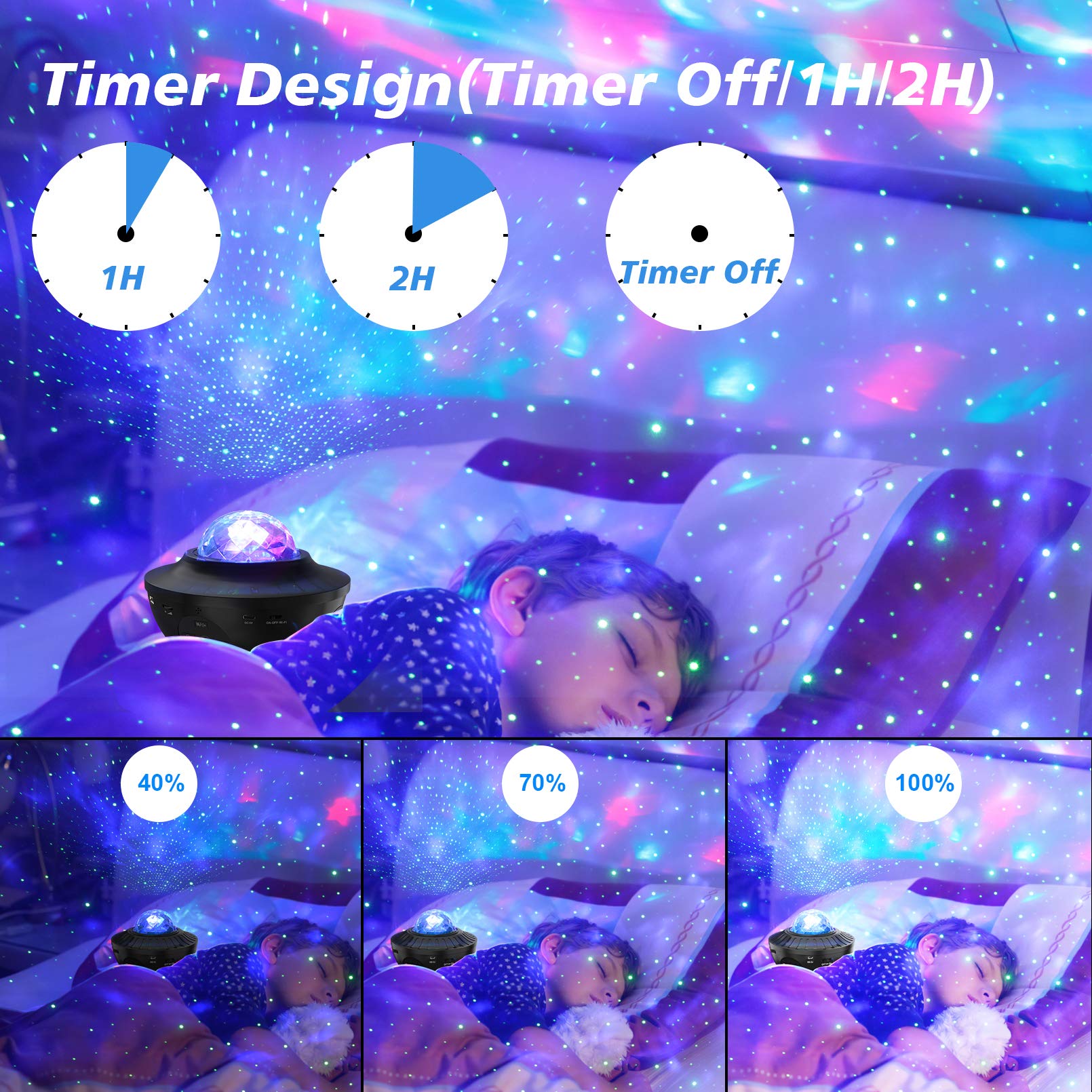 Galaxy Projector Night Light with Bluetooth Speaker & Timer - Starry Sky Projector for Bedroom, Kids Room, Party Decor - Perfect Christmas Gift for Adults & Teens