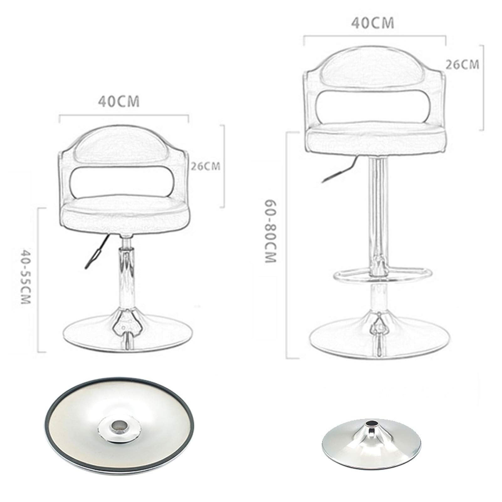 Modern Bar Stools Set of 2 - Adjustable Swivel Kitchen Counter Stools with Gas Lift & Steel Base, White - Perfect for Home Bars, Kitchen Islands & Breakfast Nooks