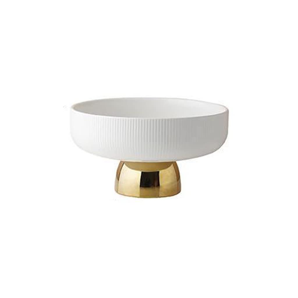 MISS Z Ceramic Plate with Tall Feet - White Round Salad Bowl, Dessert Plate, Cake Stand, Snack Tray - Elegant Tableware for Fruit Display, Party Decor & Home Serving (Small Size) - Perfect for Dining, Entertaining & Kitchen Decor