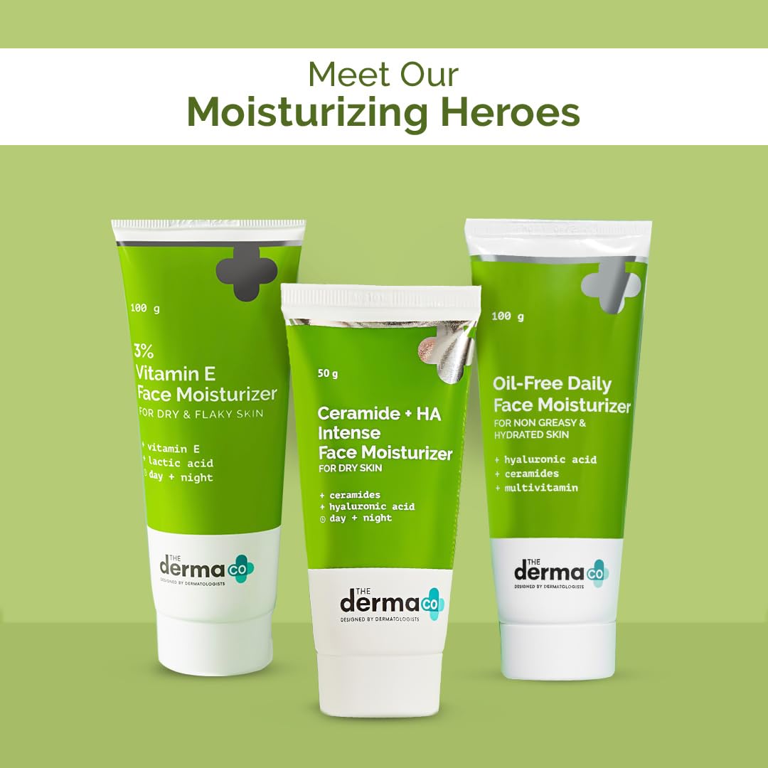 The Derma Co 5% Propylene Oil-Free Face Moisturizer with Hyaluronic Acid - 48 Hour Hydration for Oily Skin - Lightweight Non-Greasy Formula - Perfect for Daily Use & Travel Skincare Routine (100g)