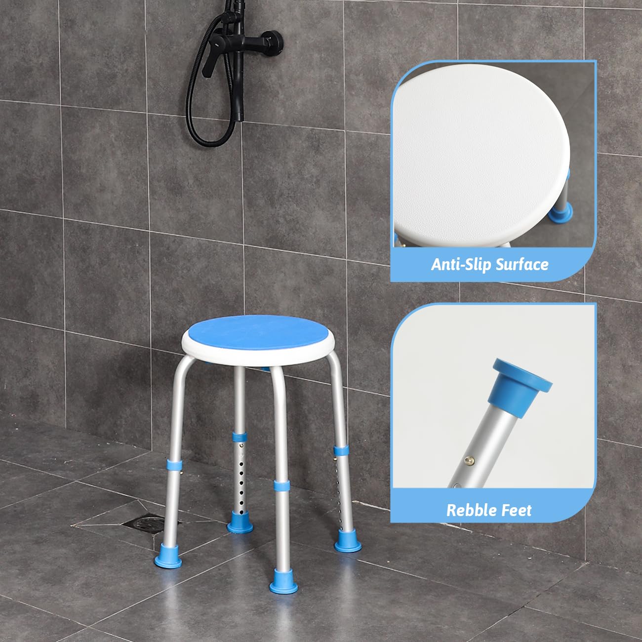 Adjustable Shower Chair for Elderly & Disabled - HSA/FSA Eligible Bath Stool with Non-Slip Feet, Tool-Free Installation for Bathtub or Shower - Ideal for Seniors, Pregnant Women & Mobility Assistance