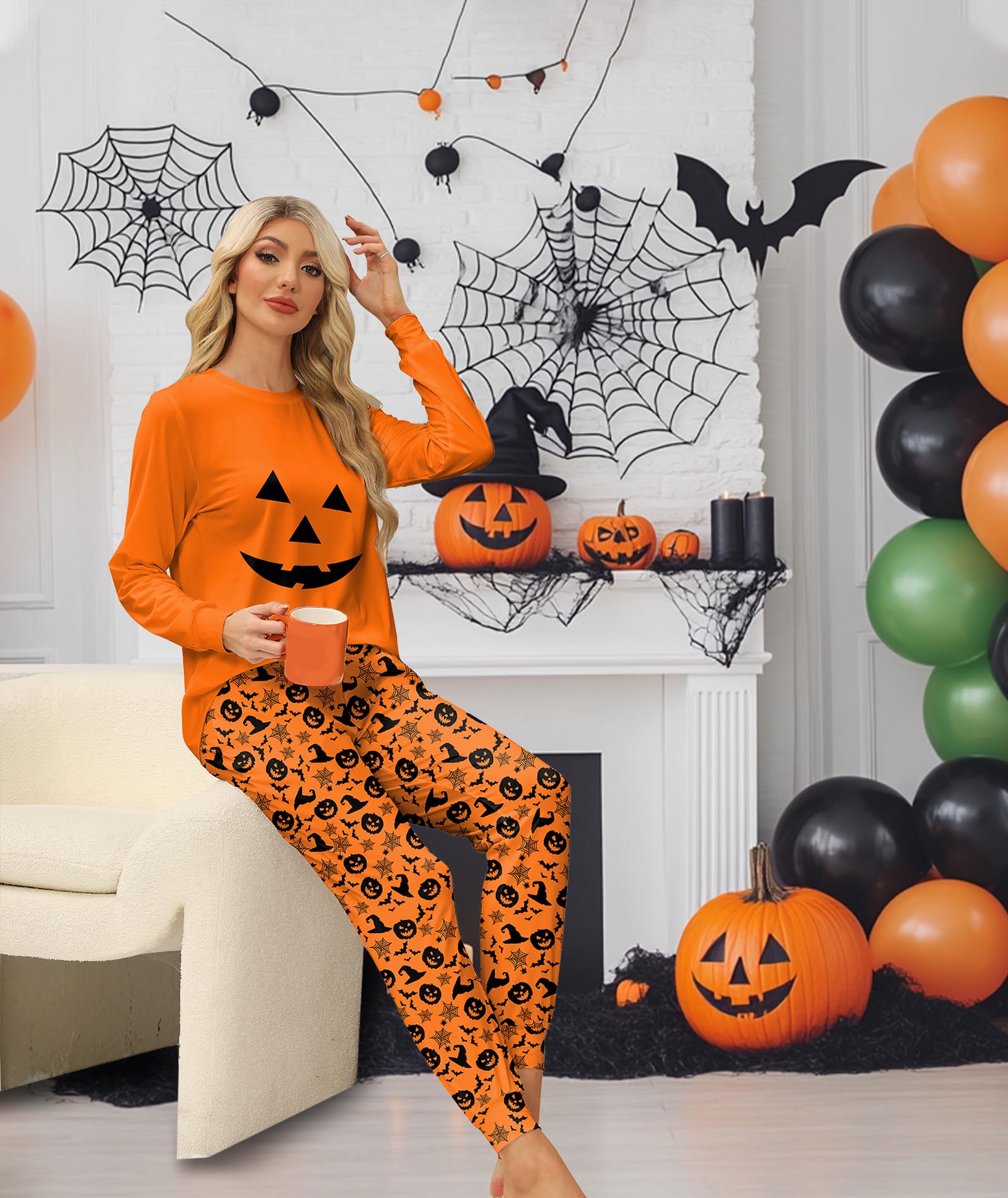 Women's Long Sleeve Pajama Set with Jogger Pants - Soft Cotton Sleepwear & Lounge Set with Pockets - Perfect for Relaxing at Home, Sleeping, or Traveling