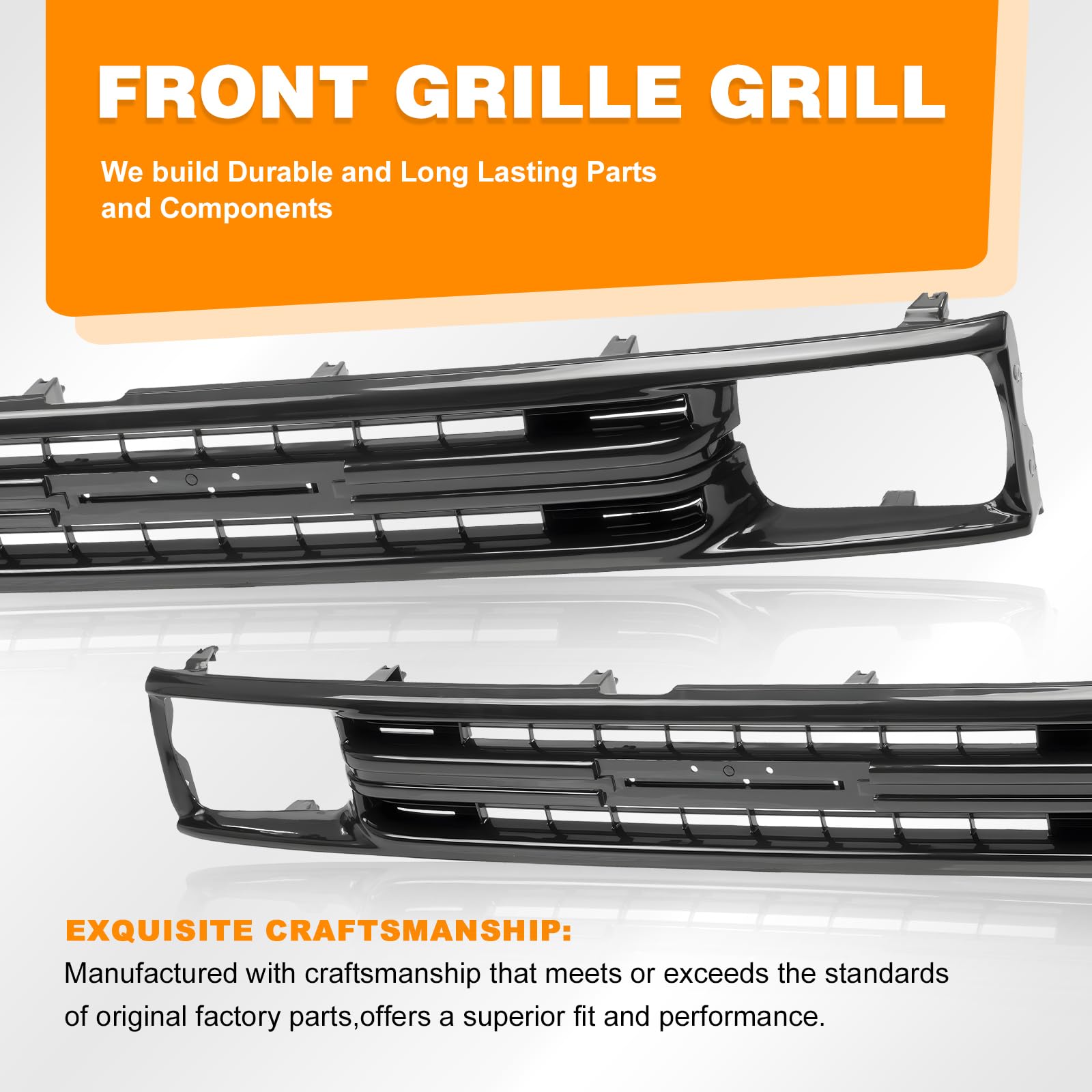 Black Front Grille Grill for 1989-1991 Toyota Pickup Truck RWD | Replacement Car Parts | Off-Road & Street Use