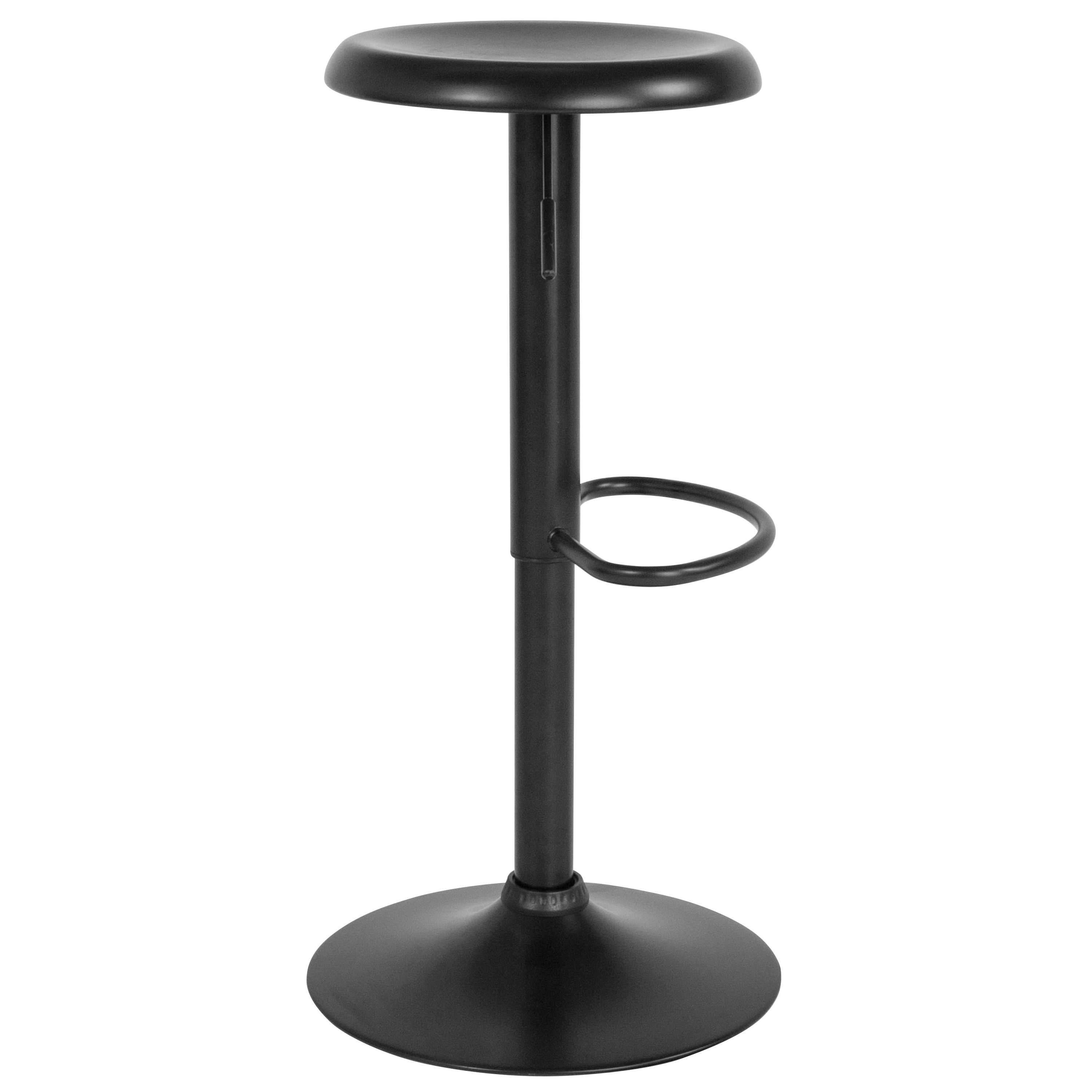 FLASH Madrid Series Adjustable Height Retro Barstool - Black Finish - Perfect for Kitchen Island, Home Bar & Dining Counter Stools