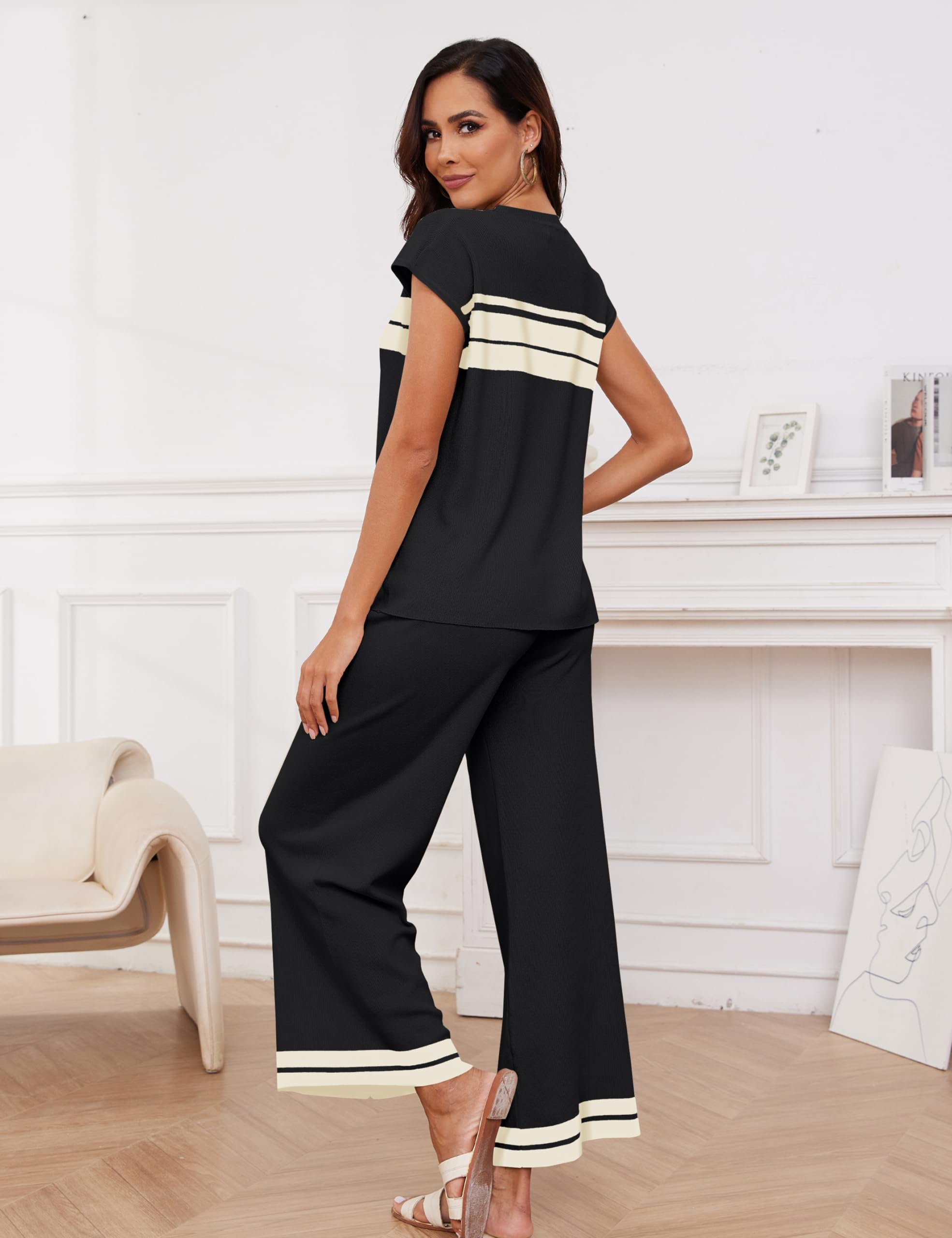 Women's 2 Piece Lounge Outfit Sets - Sleeveless Knit Sweater & Shorts Comfy Loungewear Tracksuits for Home Relaxation & Casual Wear