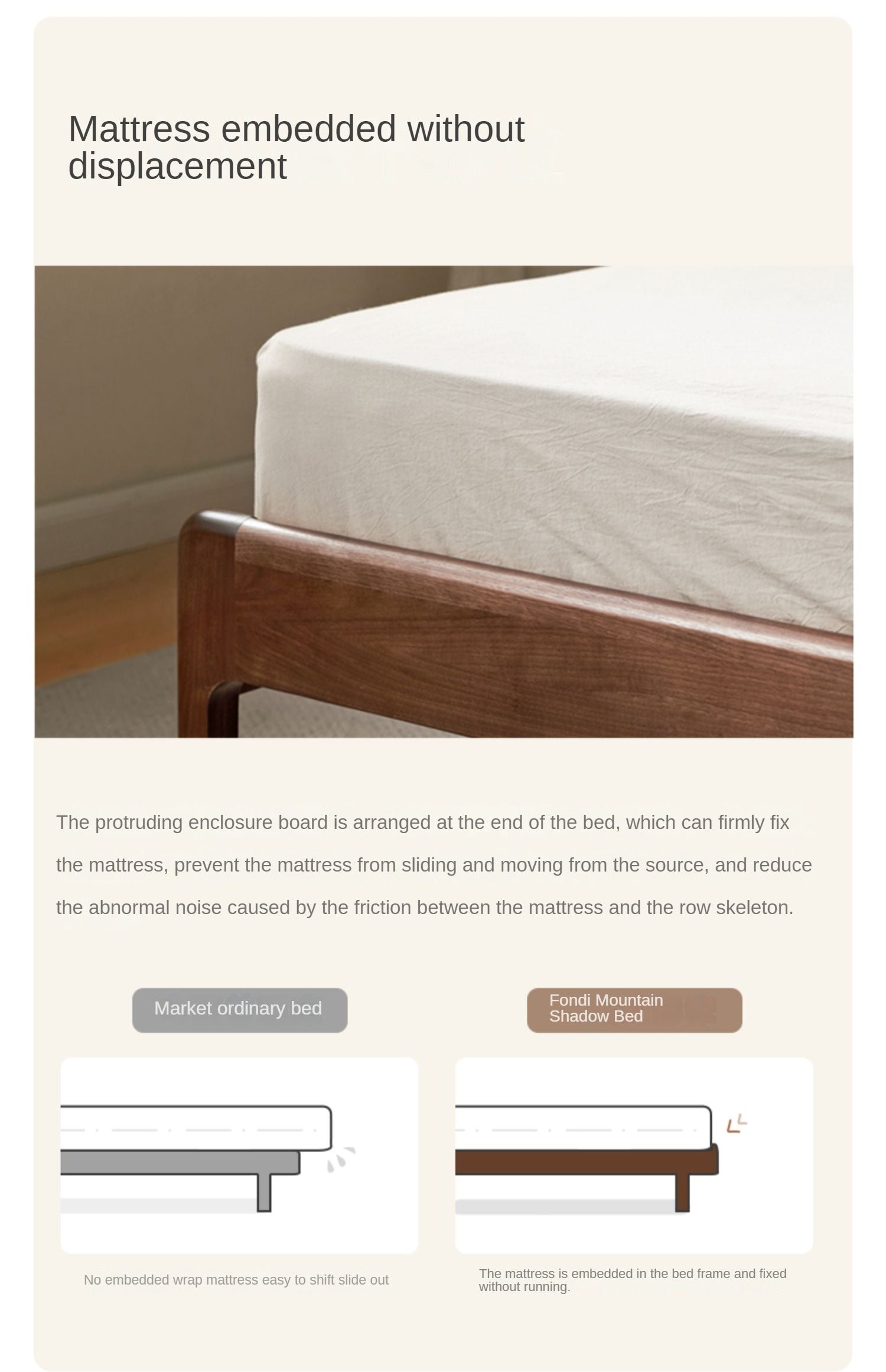 Premium Black Walnut & Ash Solid Wood Bed Frame - Handcrafted Hardwood Bed for Master Bedroom, Guest Room, or Dorm - Natural Wood Grain & Sturdy Construction