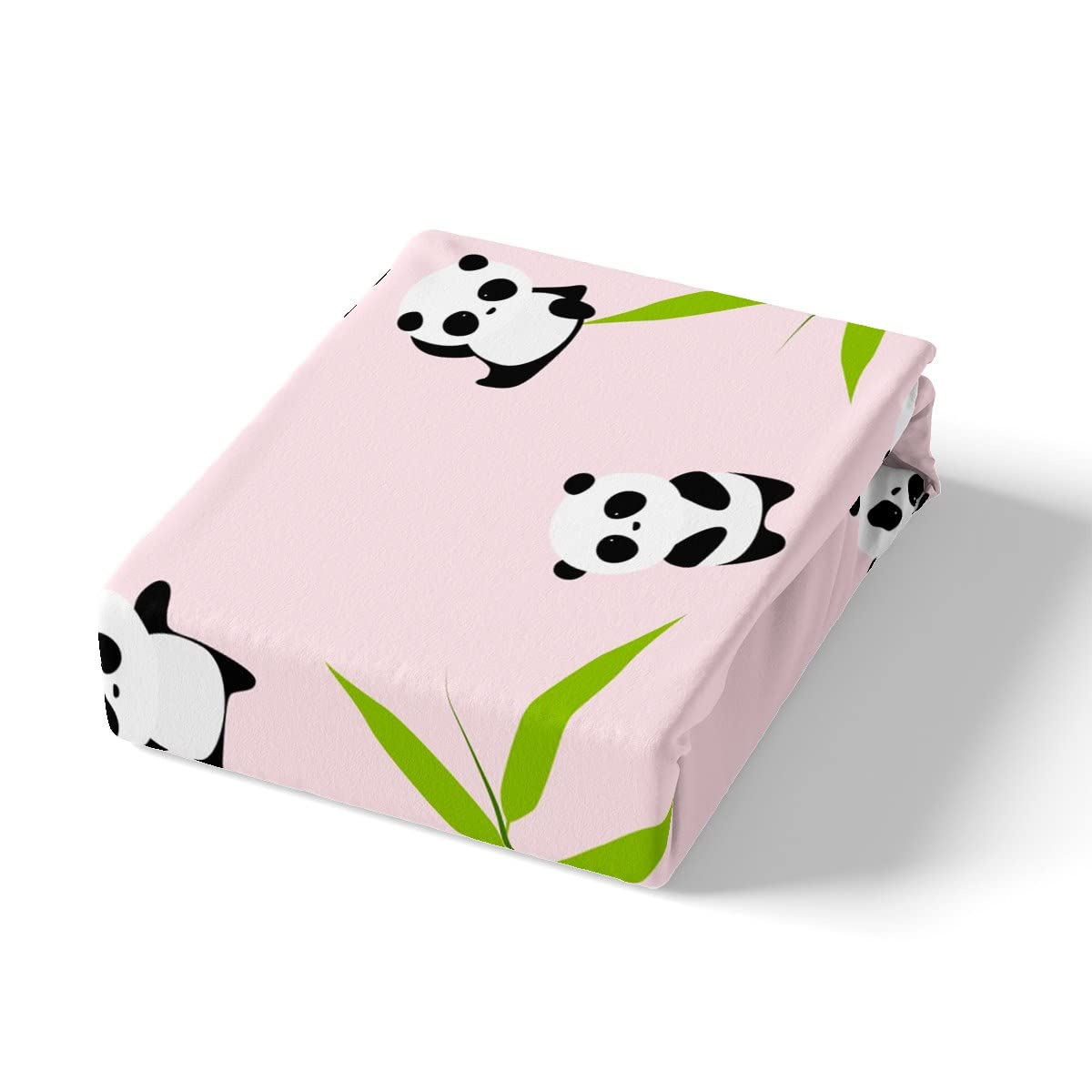 Cute Panda Printed Fitted Sheet Set for Kids - Breathable Cartoon Panda Bear Bedding, Pink Bed Cover for Boys & Girls - Queen Size - Perfect for Nursery, Bedroom Decor & Gift Giving