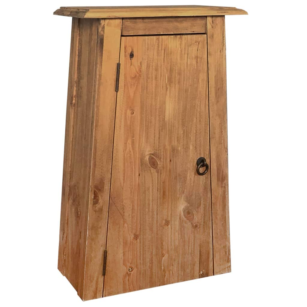 Rustic Pinewood Wall Mount Bathroom Cabinet with Single Door & Shelf - 16.5